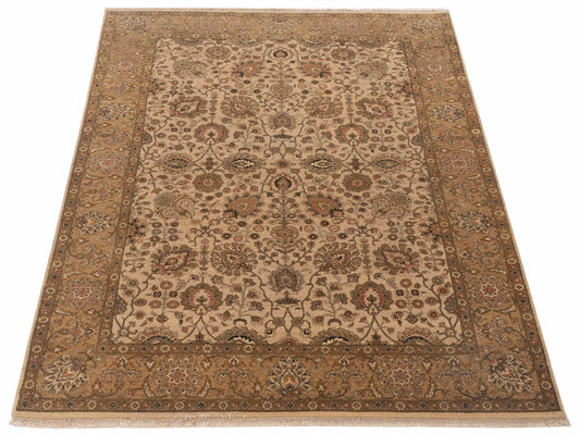 Jallira Beige Gold 6x8.9 Hand Knotted Rug