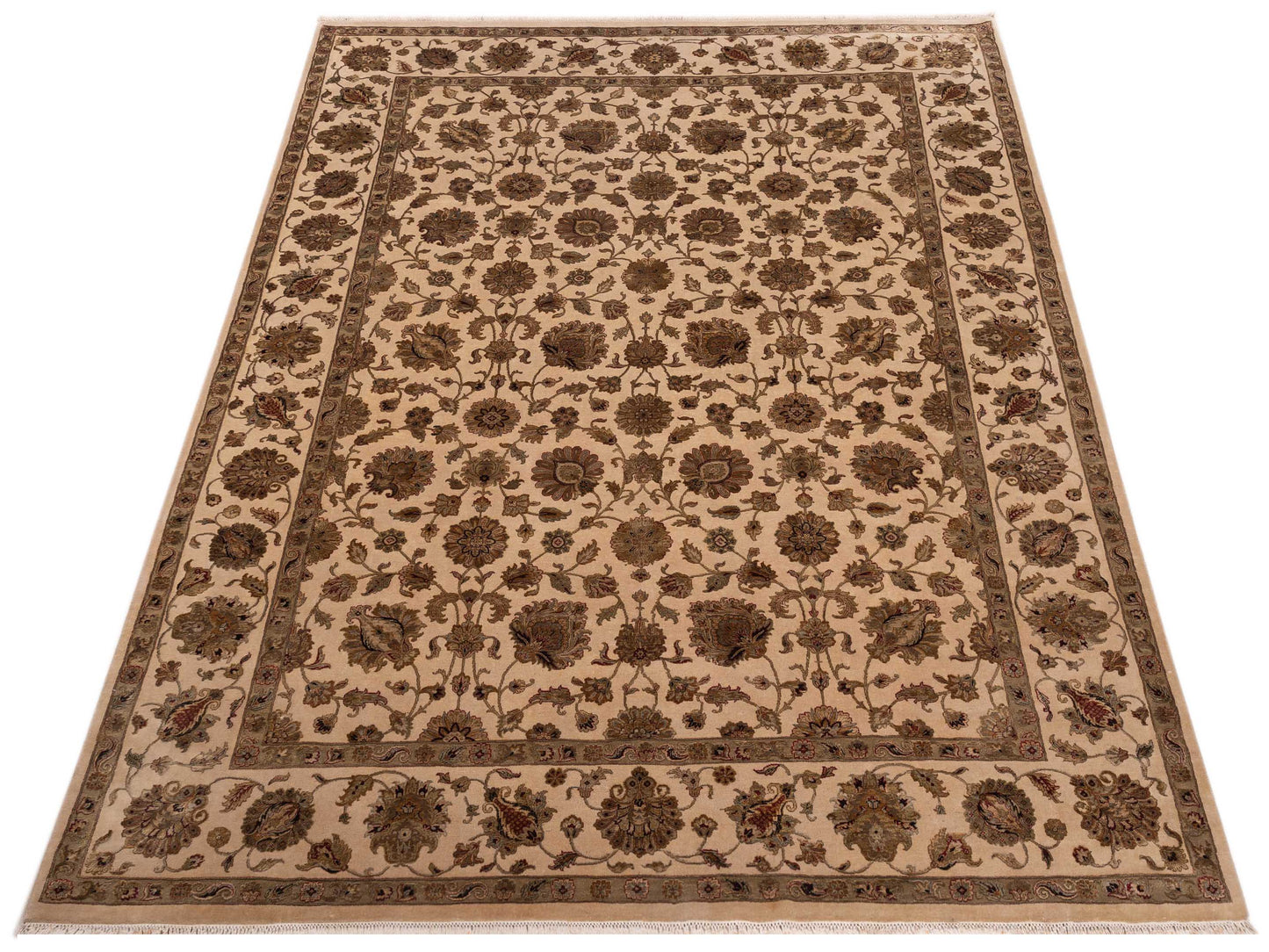 Javira Silk Beige Beige 8.11x11.10 Hand Knotted Rug