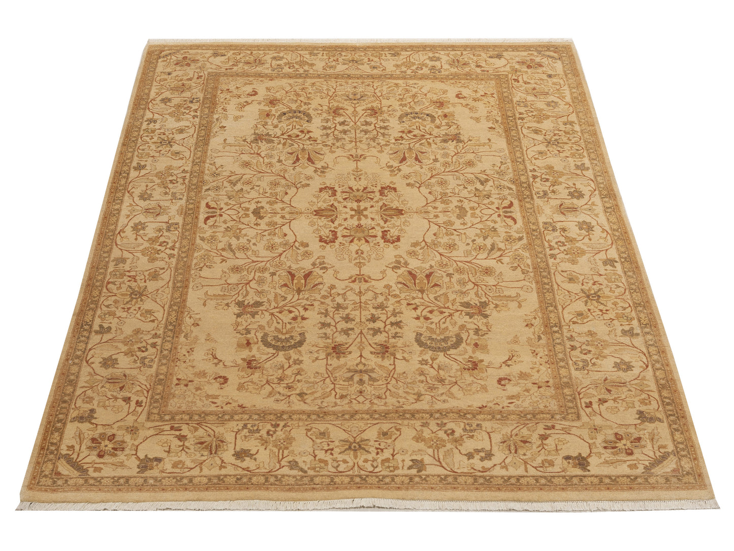 Jallira Beige Beige 6.1x8.7 Hand Knotted Rug
