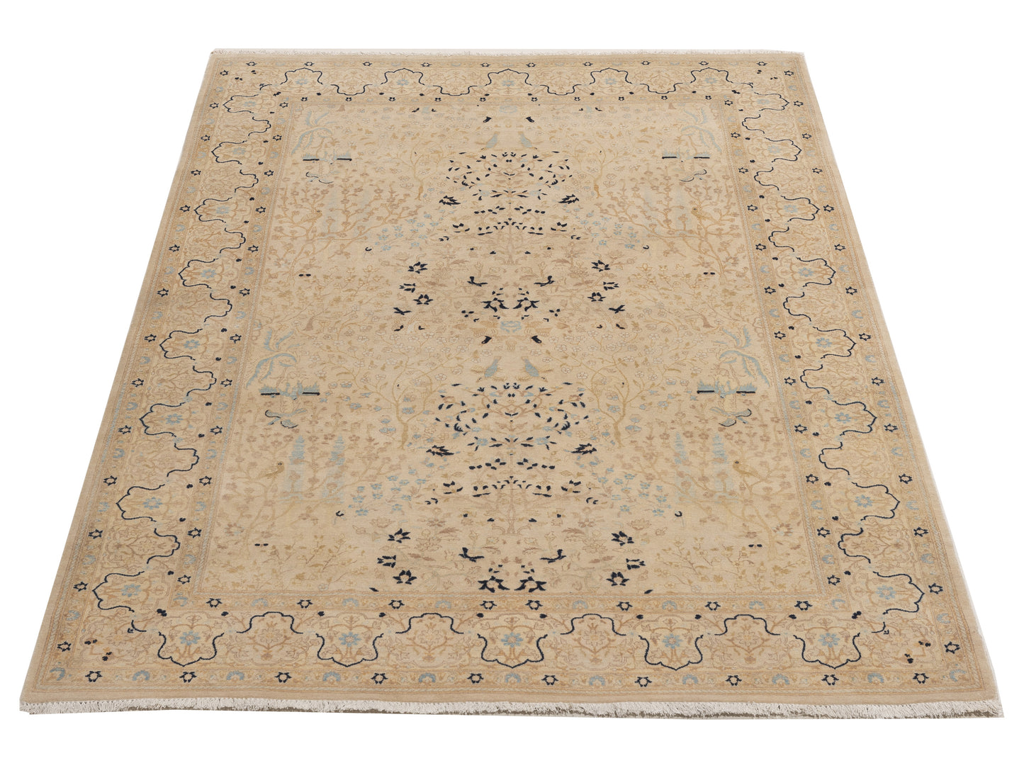 Jallira Beige Beige 6.2x8.7 Hand Knotted Rug