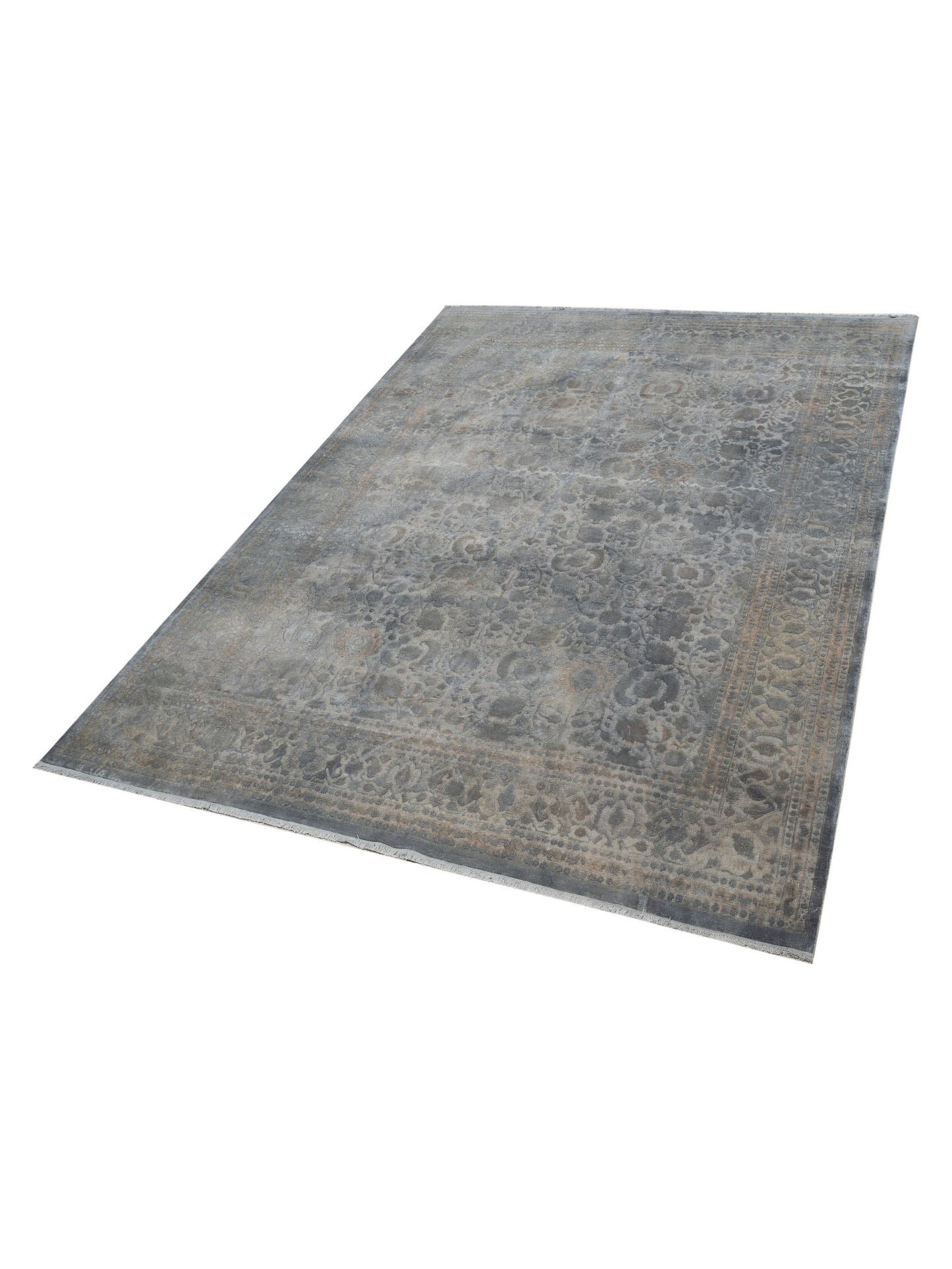 Vintage Gray 10.2x14 Hand Knotted Rug