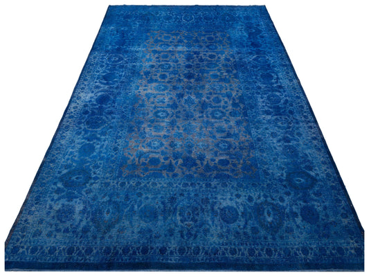 Vintage Dark Blue 10x13.8 Hand Knotted Rug