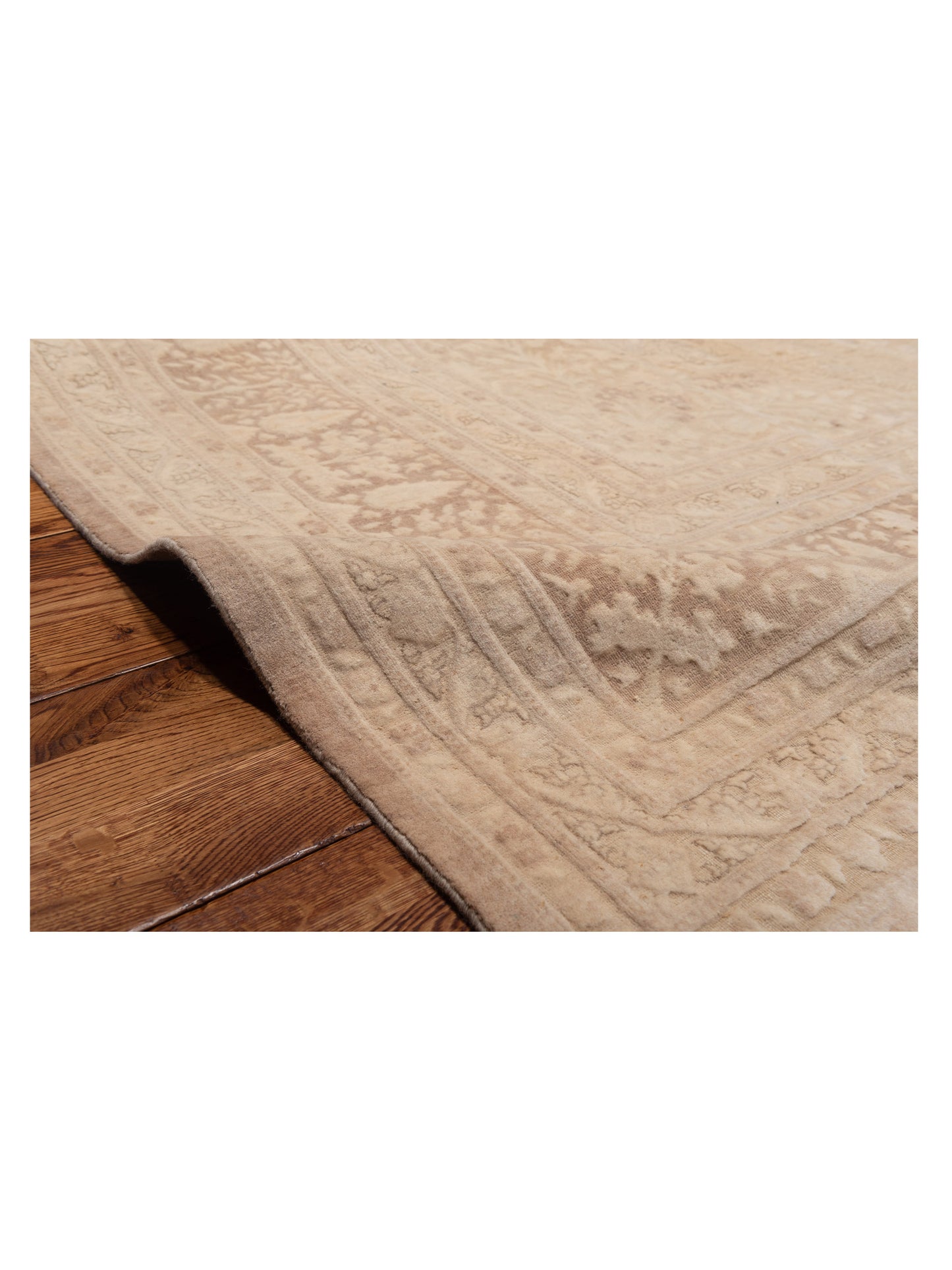 Vintage Beige Brown 10x13.9 Hand Knotted Rug