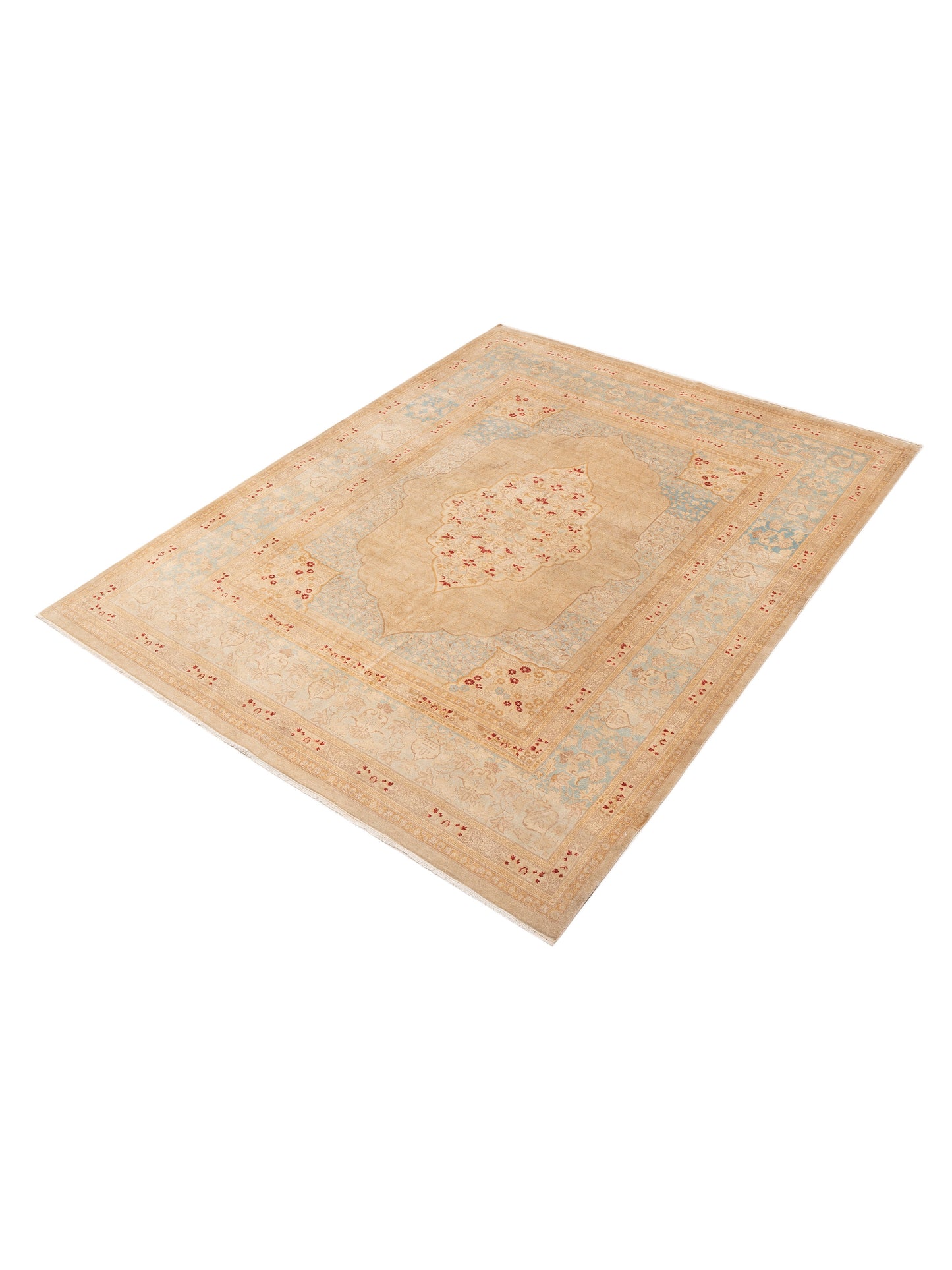 Jallira Gold Blue 8.2x10.5 Hand Knotted Rug