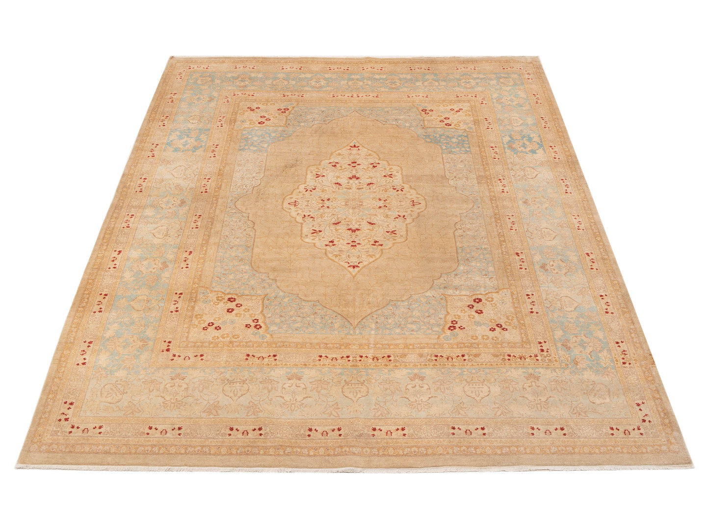 Jallira Gold Blue 8.2x10.5 Hand Knotted Rug