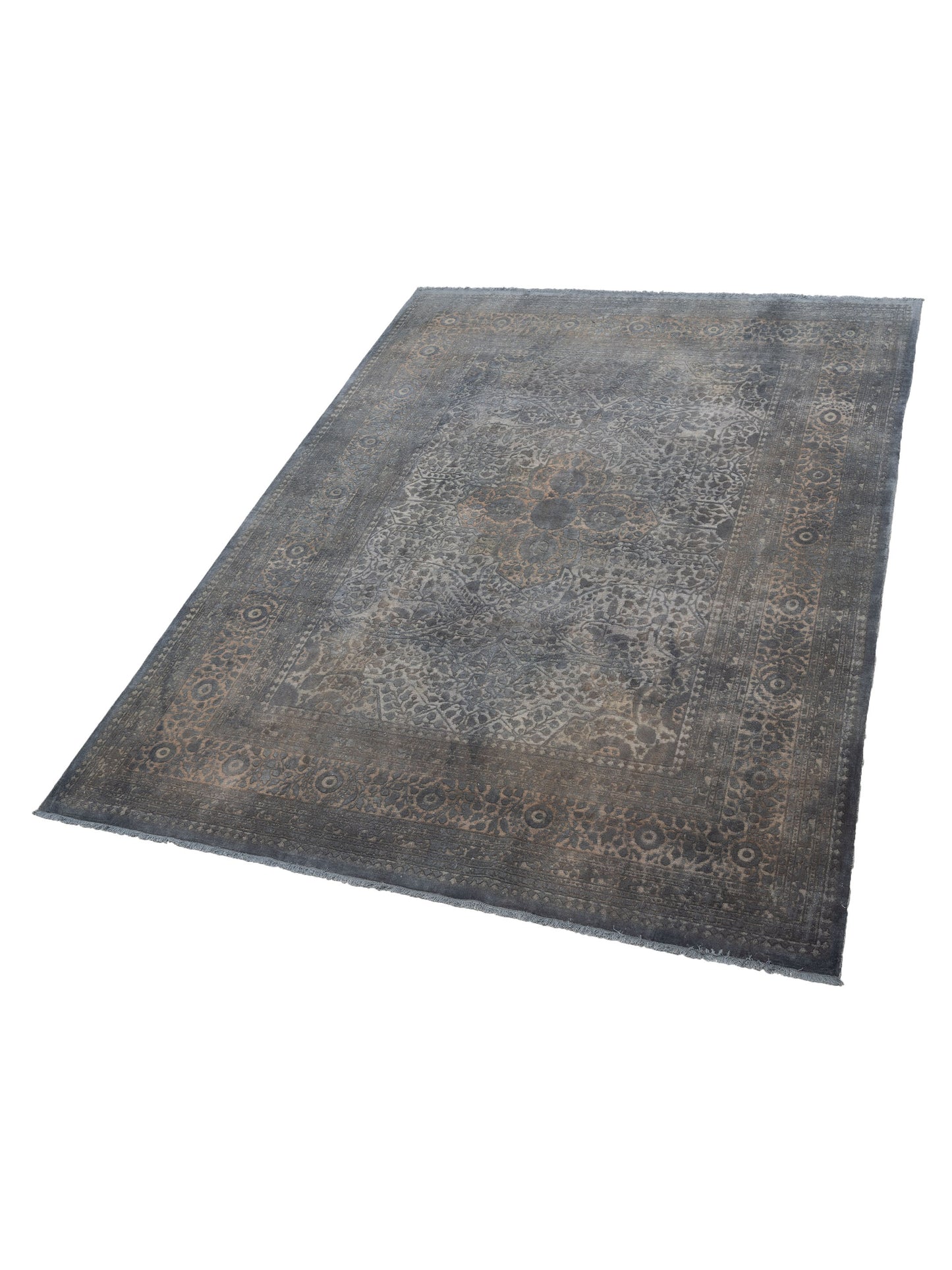 Vintage Dark Gray 9.1x12.2 Hand Knotted Rug