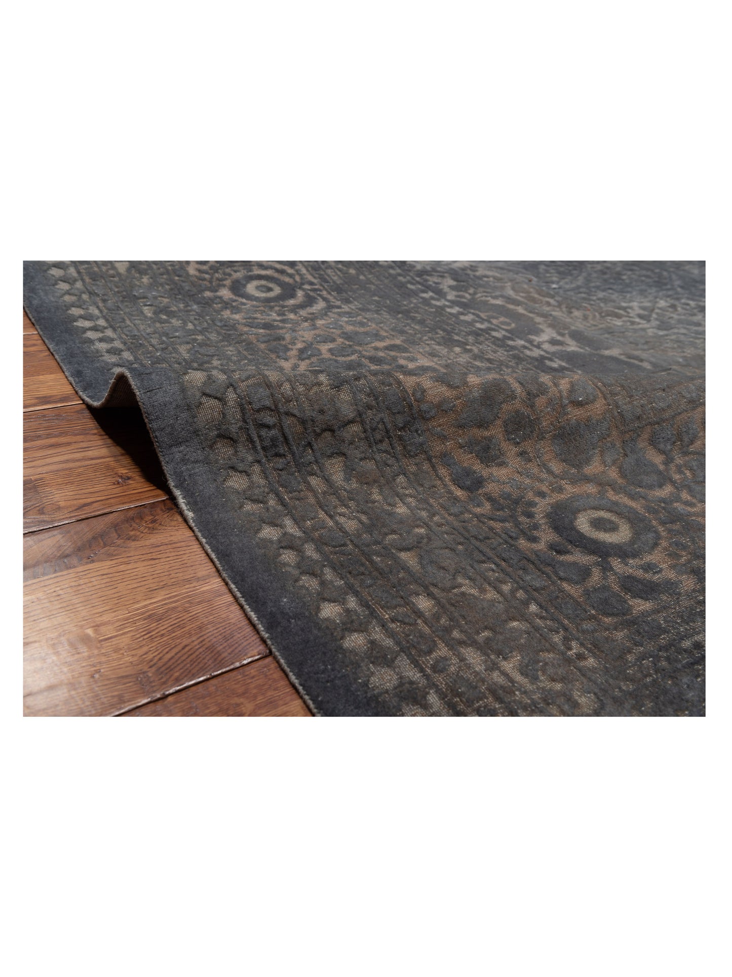 Vintage Dark Gray 9.1x12.2 Hand Knotted Rug