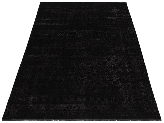 Vintage Black 9.1x12.5 Hand Knotted Rug