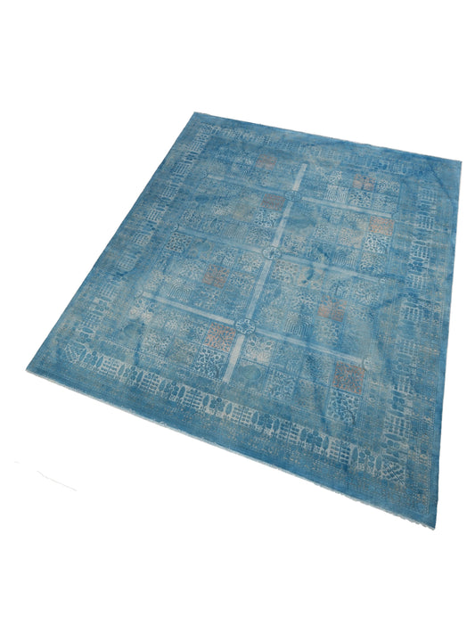 Vintage Sky Blue 12.3x15.7 Hand Knotted Rug