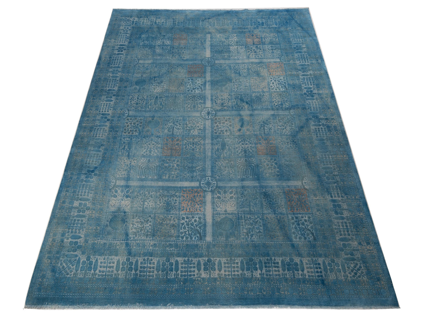 Vintage Sky Blue 12.3x15.7 Hand Knotted Rug