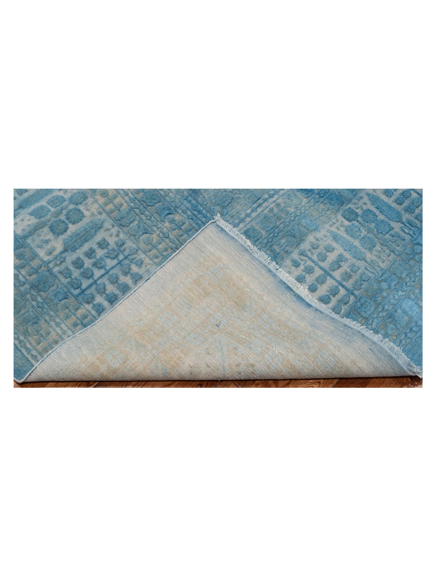 Vintage Sky Blue 12.3x15.7 Hand Knotted Rug