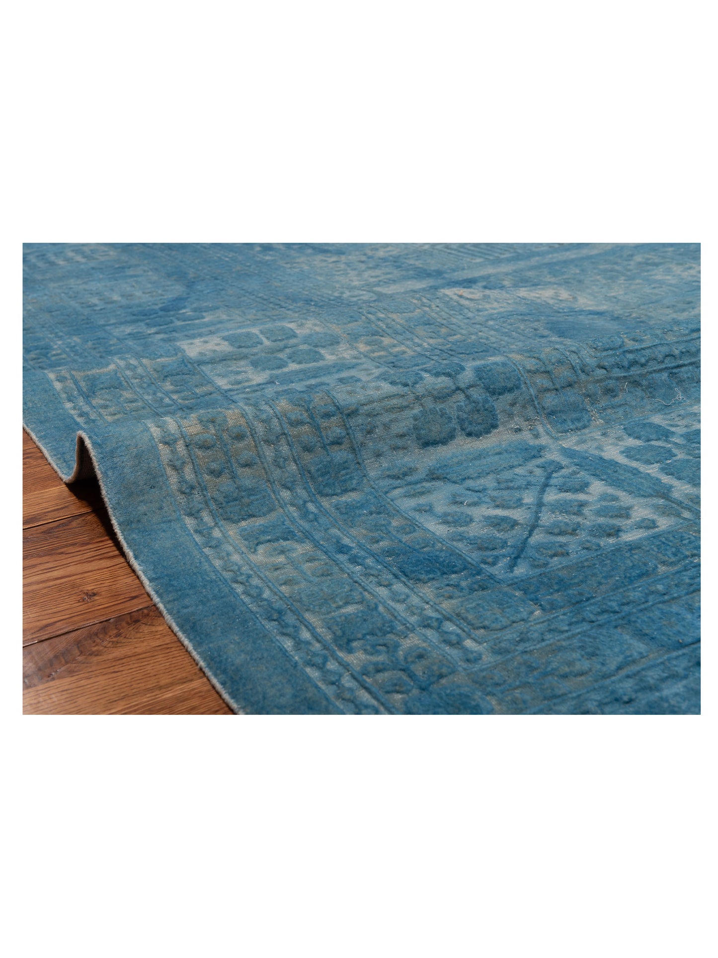 Vintage Sky Blue 12.3x15.7 Hand Knotted Rug