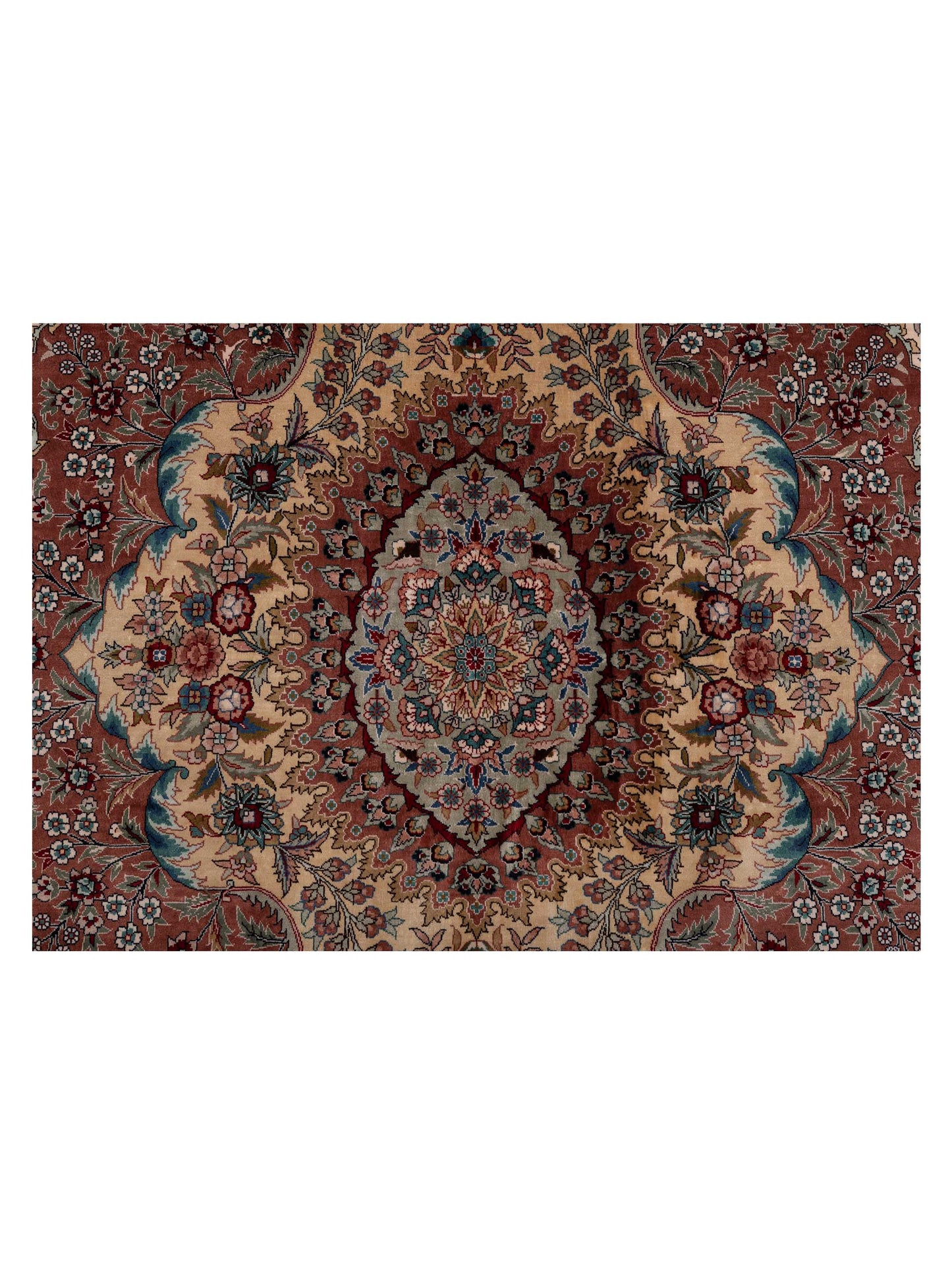 Pure Silk Ivory Plum 8.2x10 Hand Knotted Rug