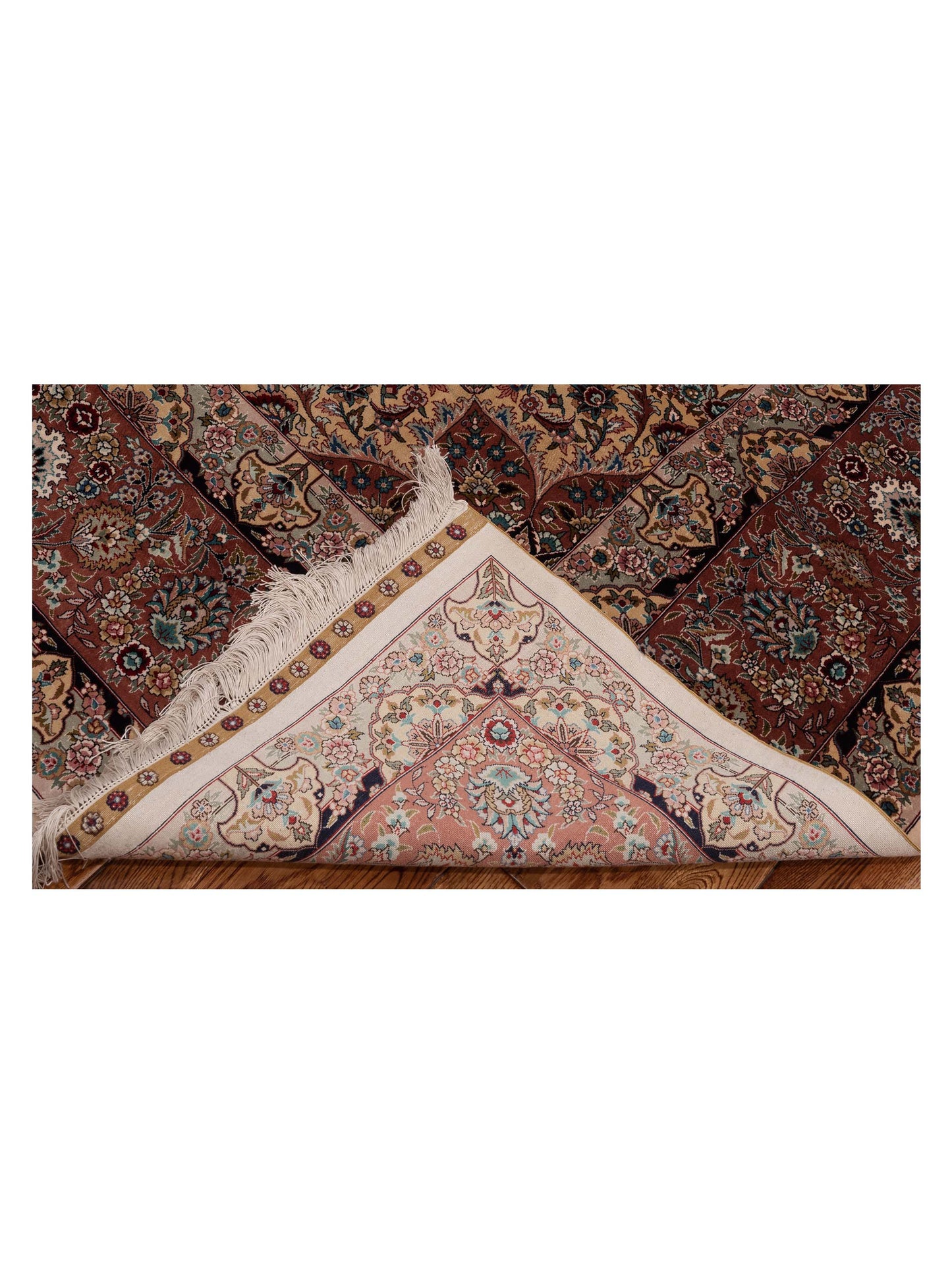 Pure Silk Ivory Plum 8.2x10 Hand Knotted Rug