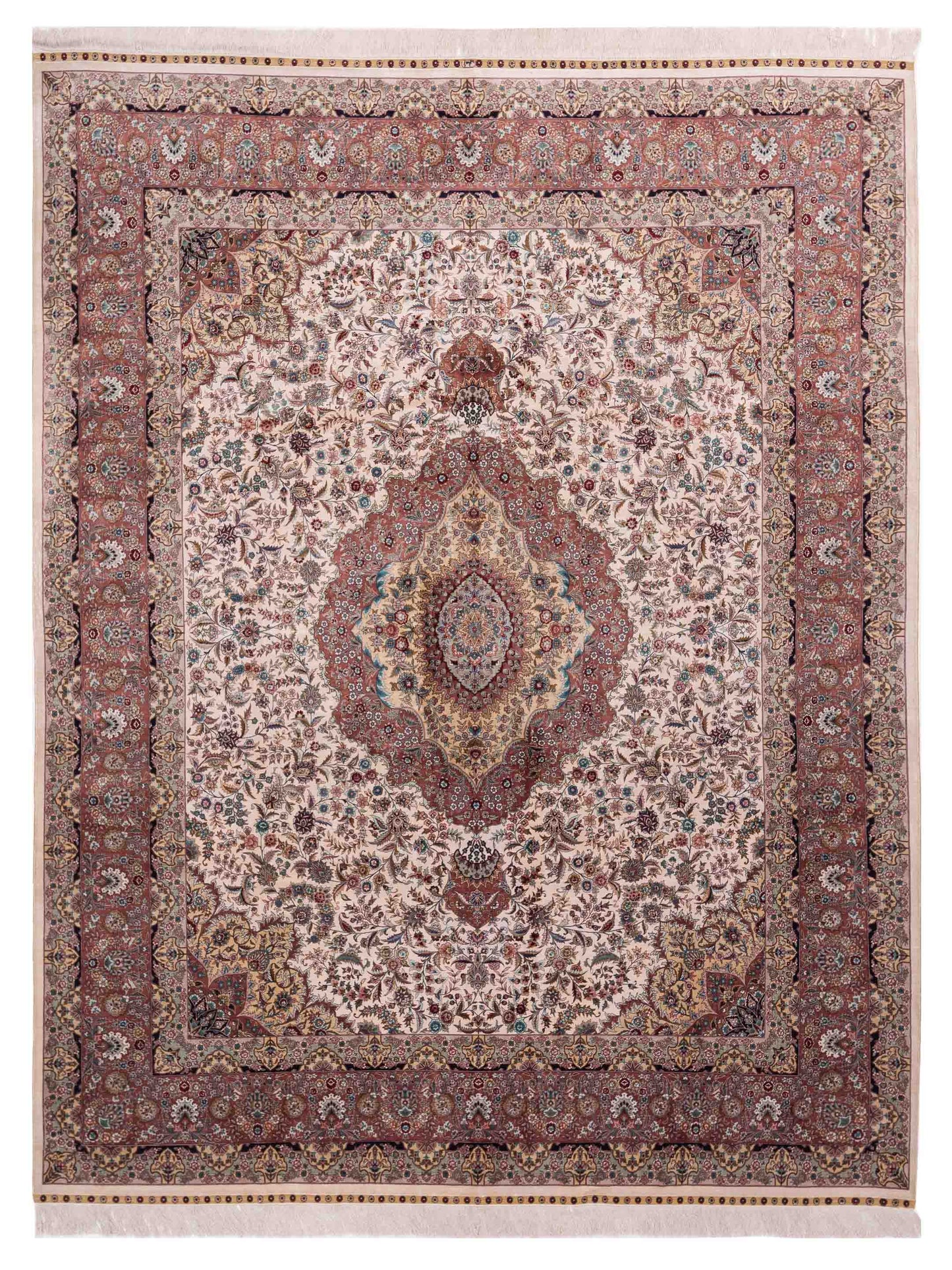 Pasha Pure Silk  Ivory Plum Traditional