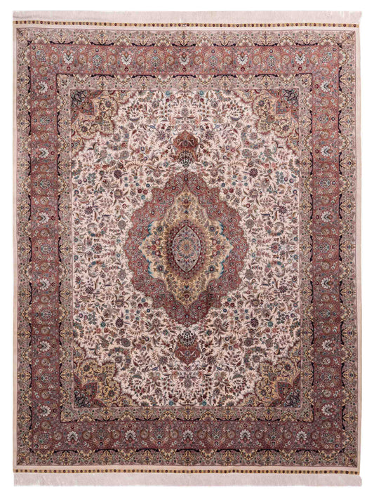 Pasha Pure Silk  Ivory Plum Traditional