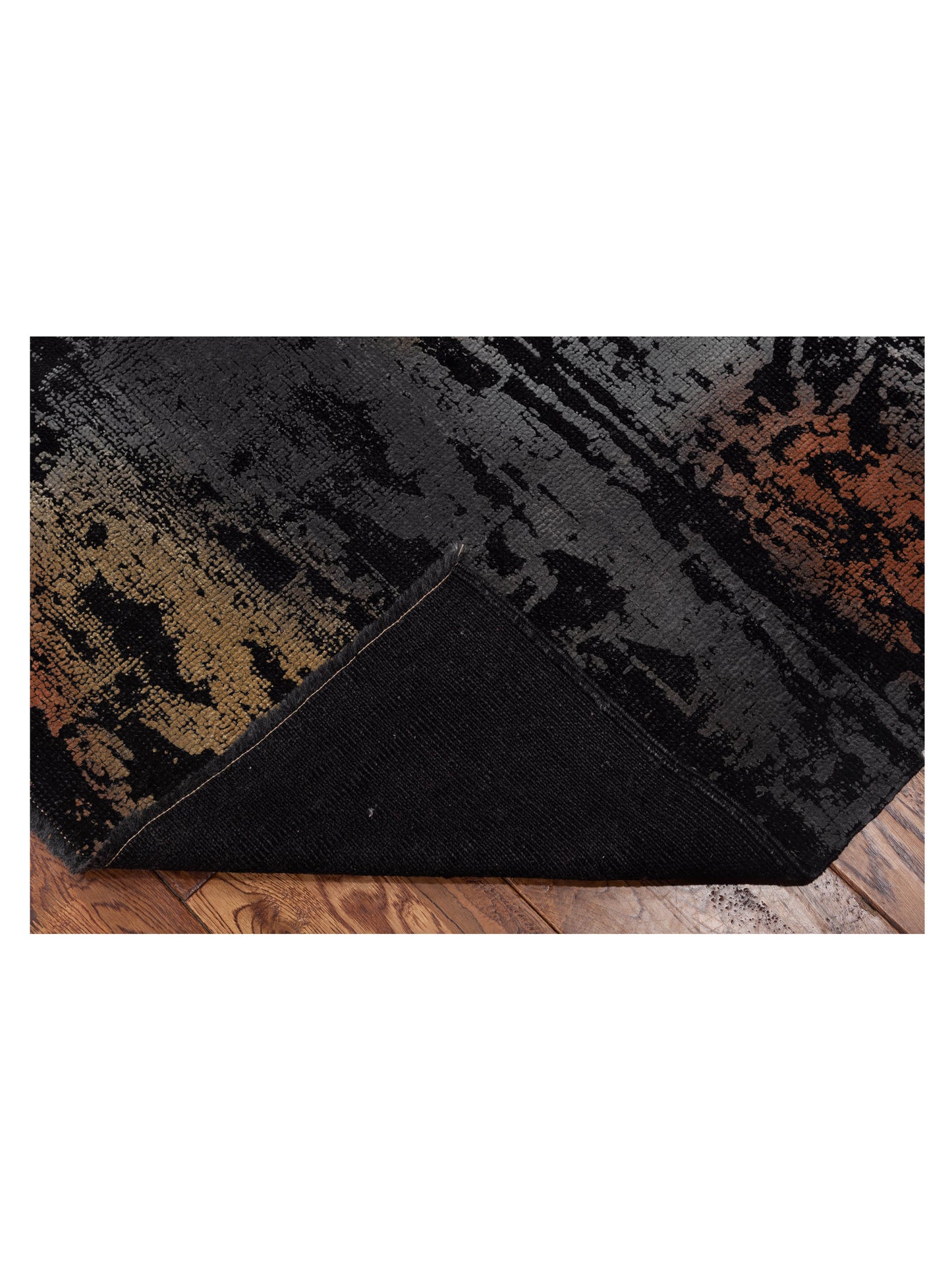 Vintage Black Gray 6.6x6.8 Hand Knotted Rug