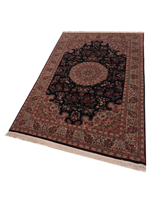 Artalya Silk Black Beige 5.9x8.9 Hand Knotted Rug