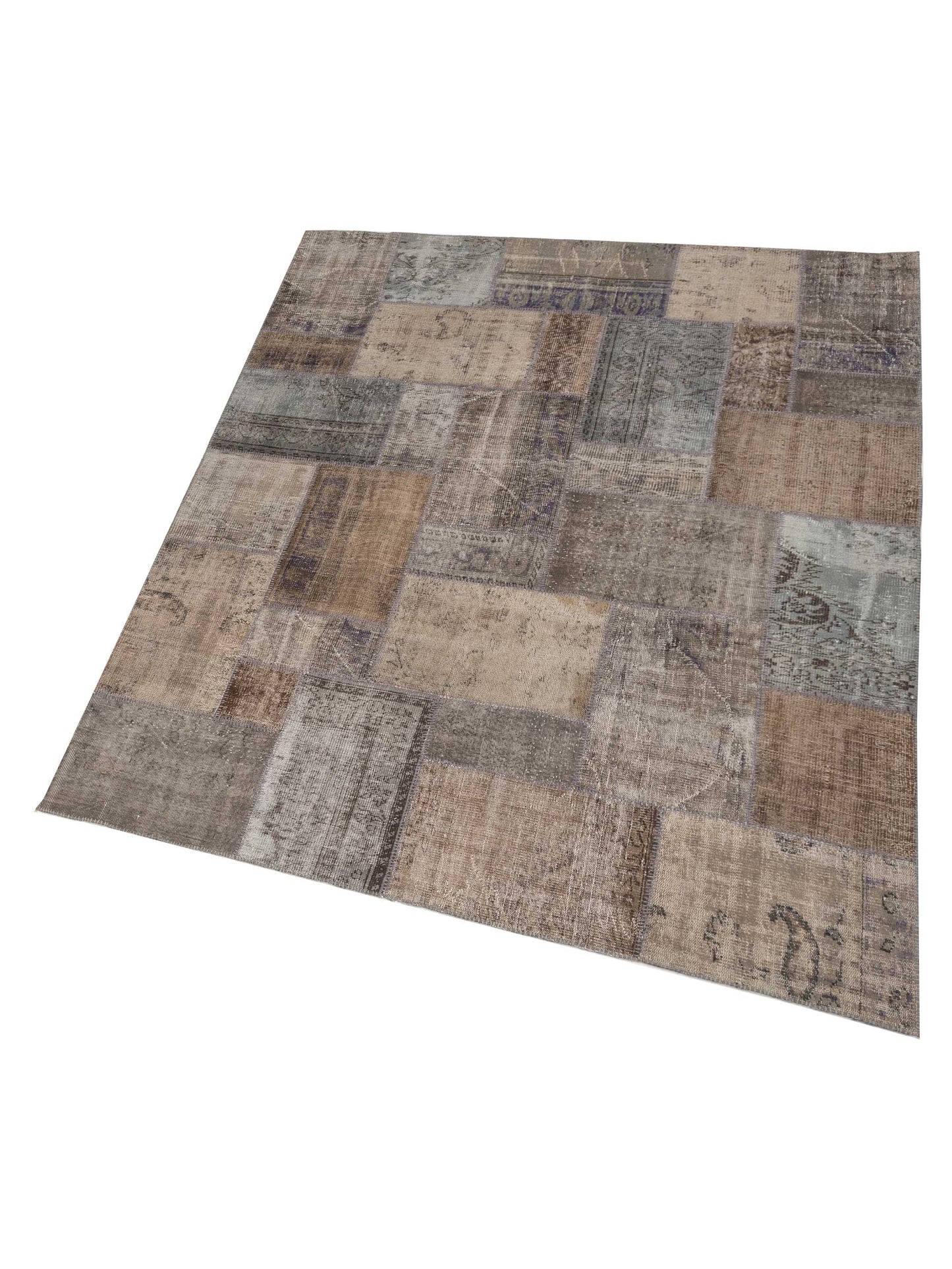 Patchwork Gray 8.3x9.11 Hand Knotted Rug