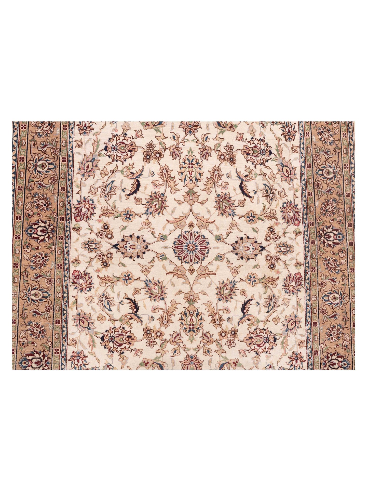 Pure Silk Ivory Camel 2.7x8.3 Hand Knotted Rug
