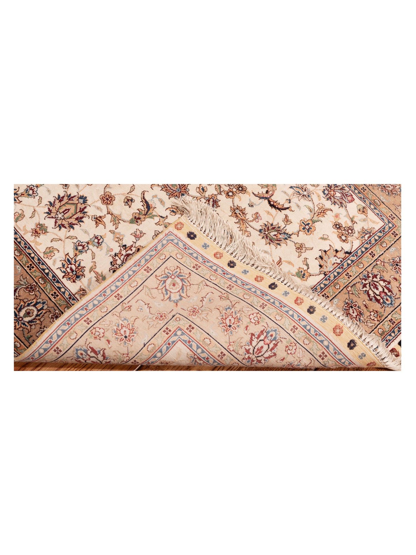 Pure Silk Ivory Camel 2.7x8.3 Hand Knotted Rug