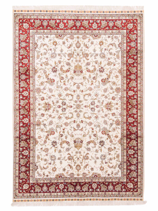 Pasha Pure Silk  Ivory Red Traditional
