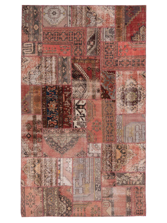Pasha Turkish Vestige Patchwork  Pink Brown Contemporary