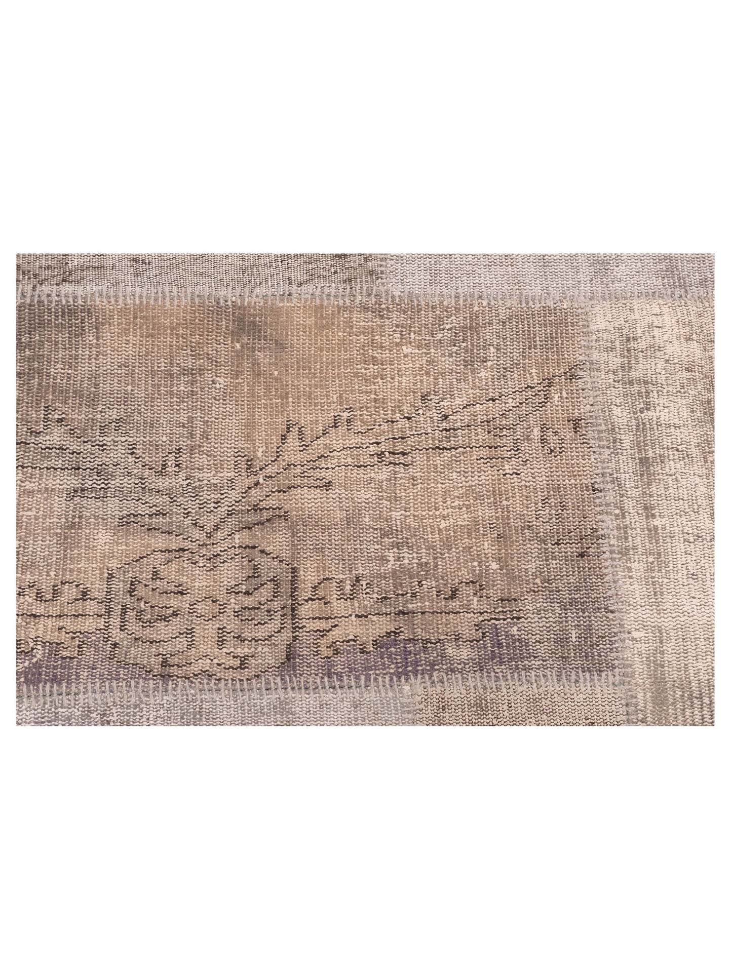 Patchwork Gray Ivory 6x8.9 Hand Knotted Rug