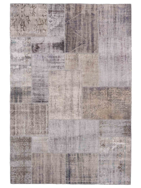 Pasha Turkish Vestige Patchwork  Gray Ivory Contemporary