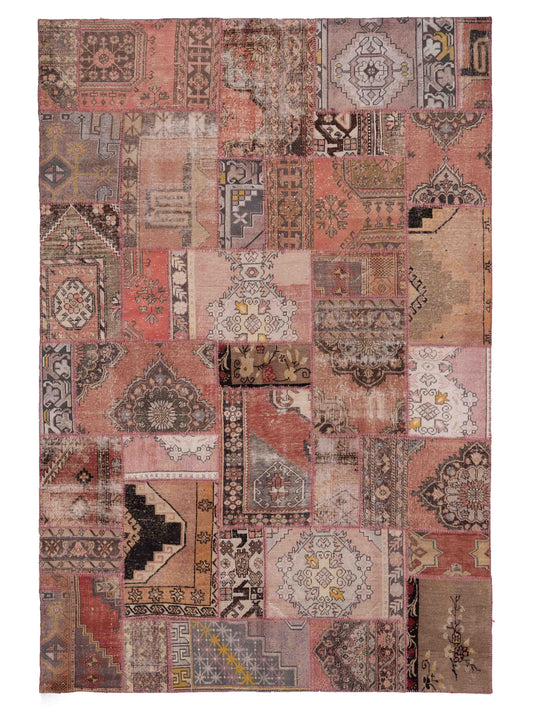 Pasha Turkish Vestige Patchwork  Pink Brown Contemporary