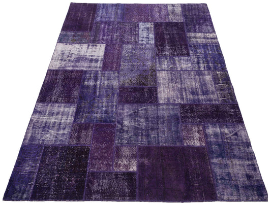 Patchwork Purple 8.2x9.8 Hand Knotted Rug