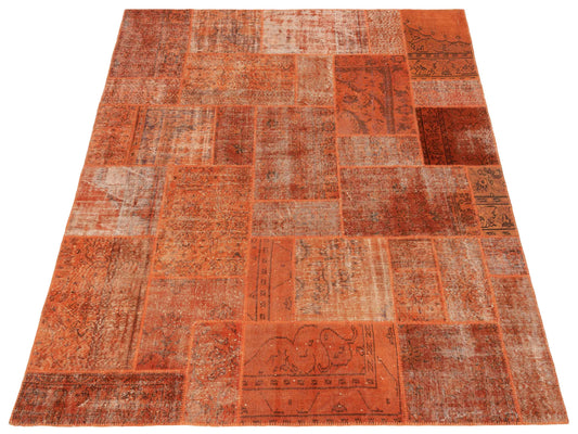 Patchwork Orange 8.2x9.8 Hand Knotted Rug
