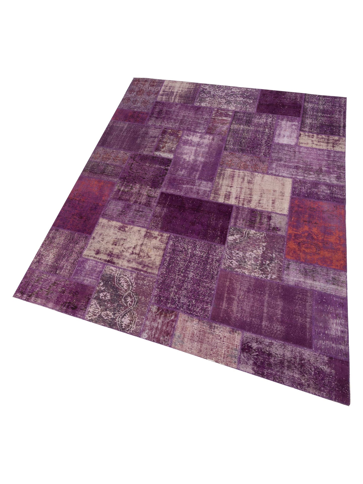 Patchwork Purple 9x12 Hand Knotted Rug