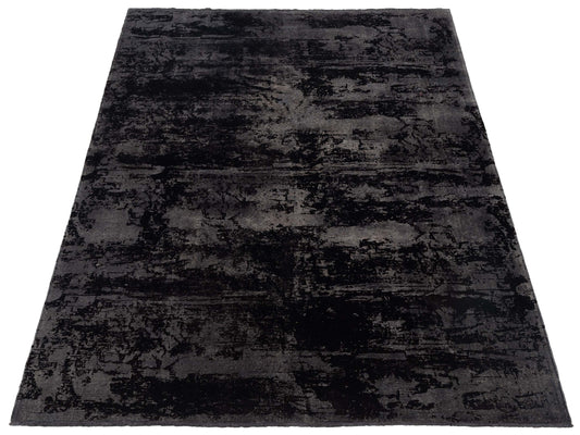 Vintage Gray Black 6.6x9.5 Hand Knotted Rug
