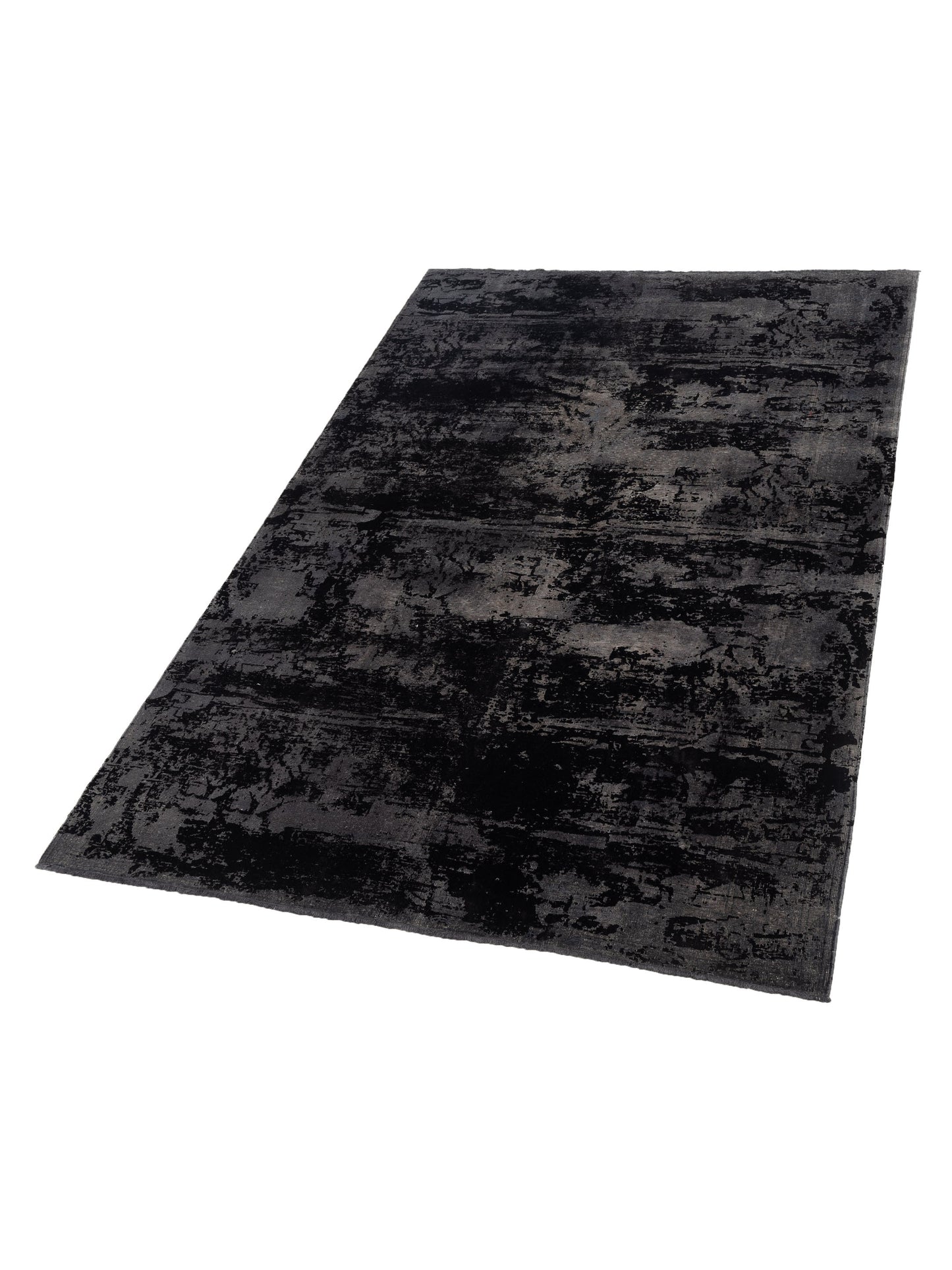 Vintage Gray Black 6.6x9.5 Hand Knotted Rug