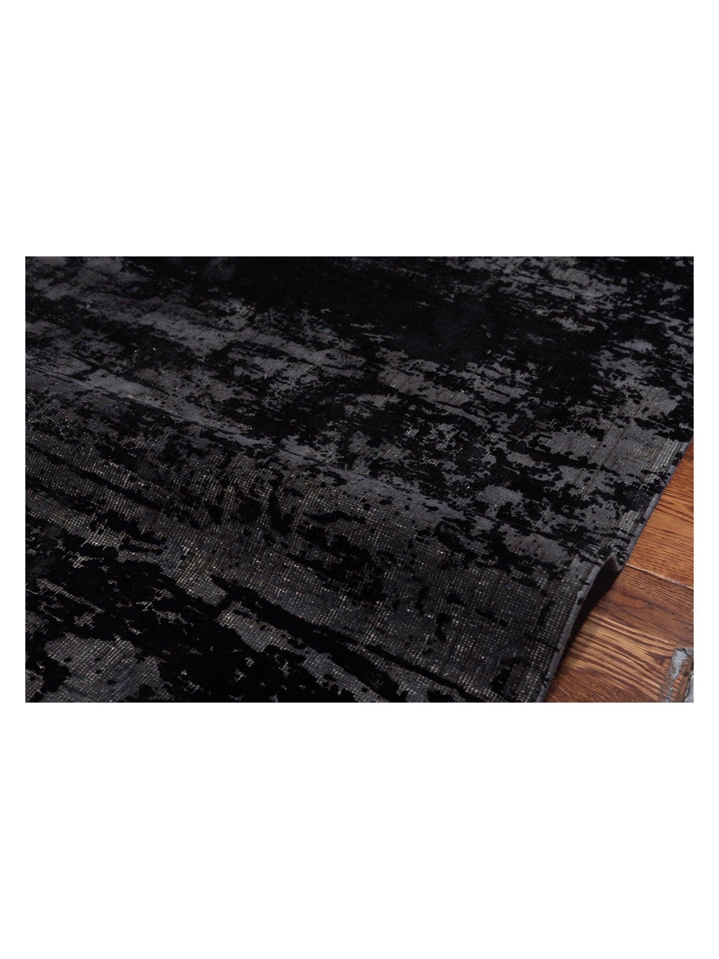Vintage Gray Black 6.6x9.5 Hand Knotted Rug