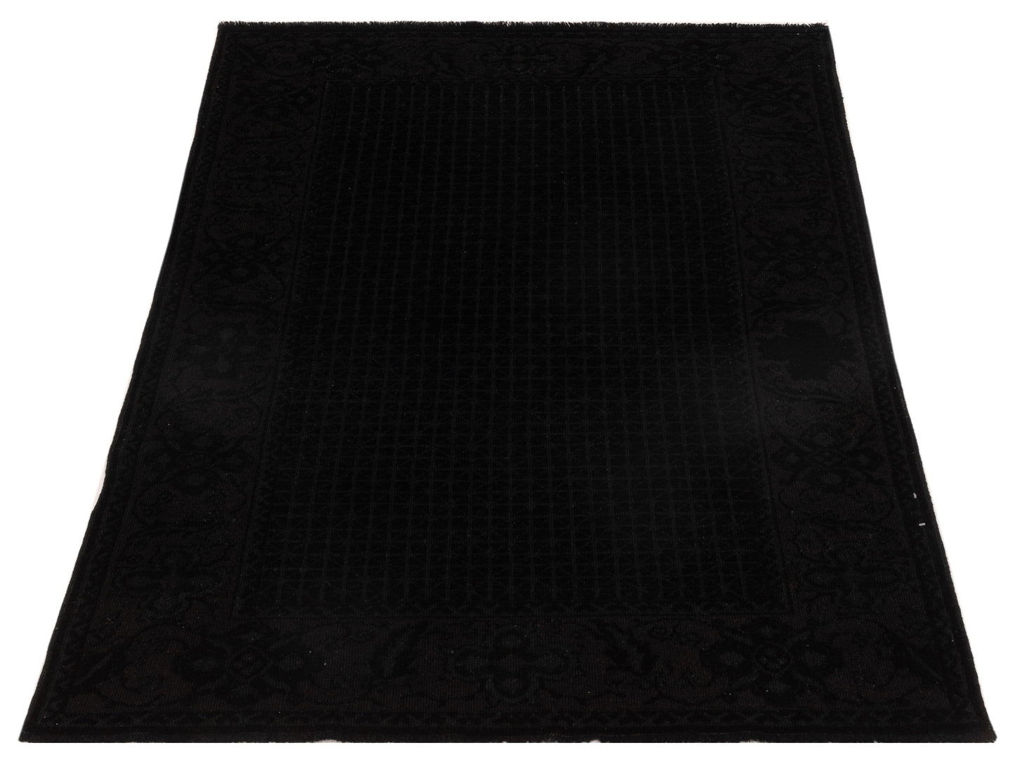 Vintage Black 4x6 Hand Knotted Rug