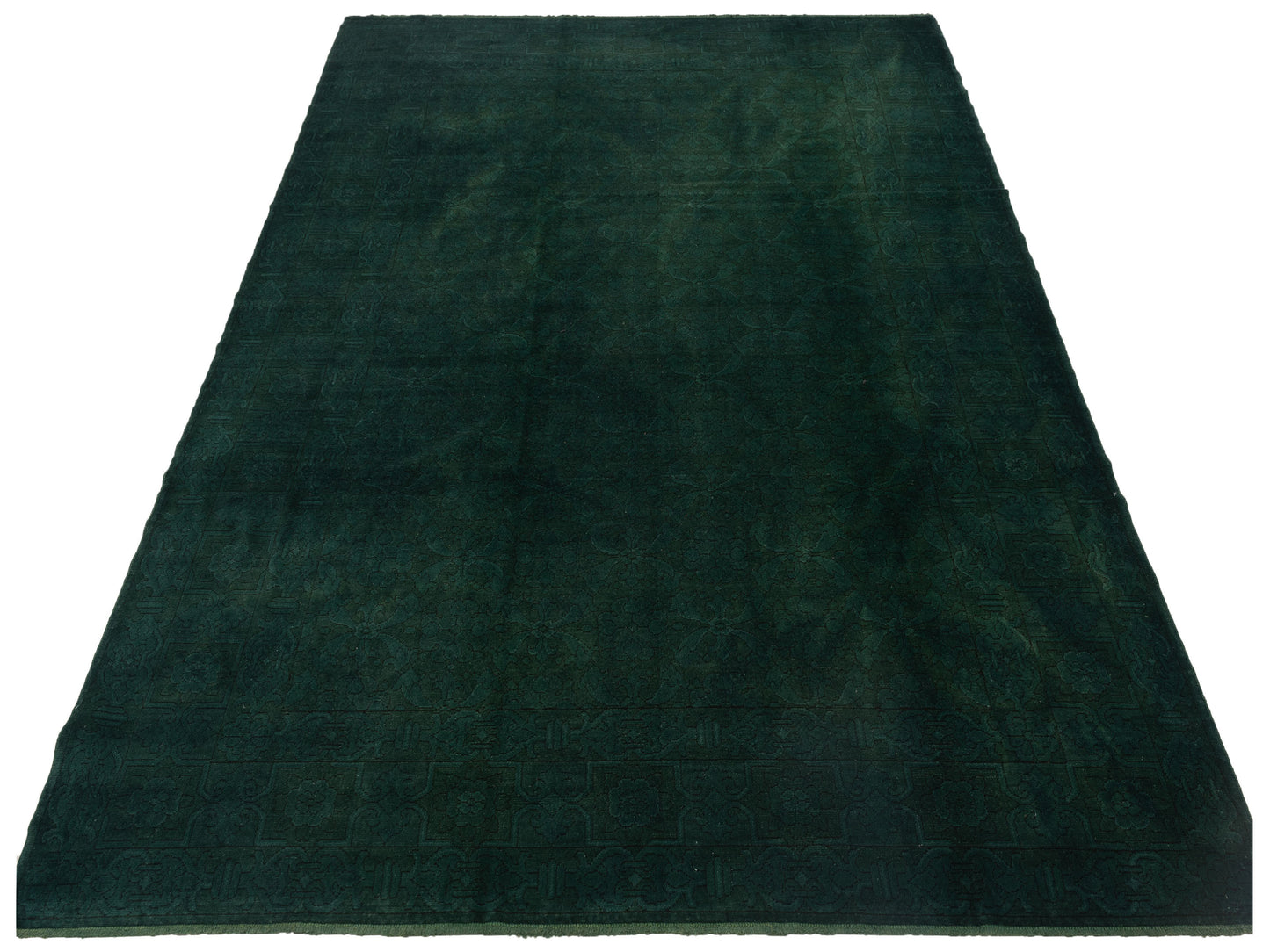 Vintage Dark Green 9.2x11.6 Hand Knotted Rug