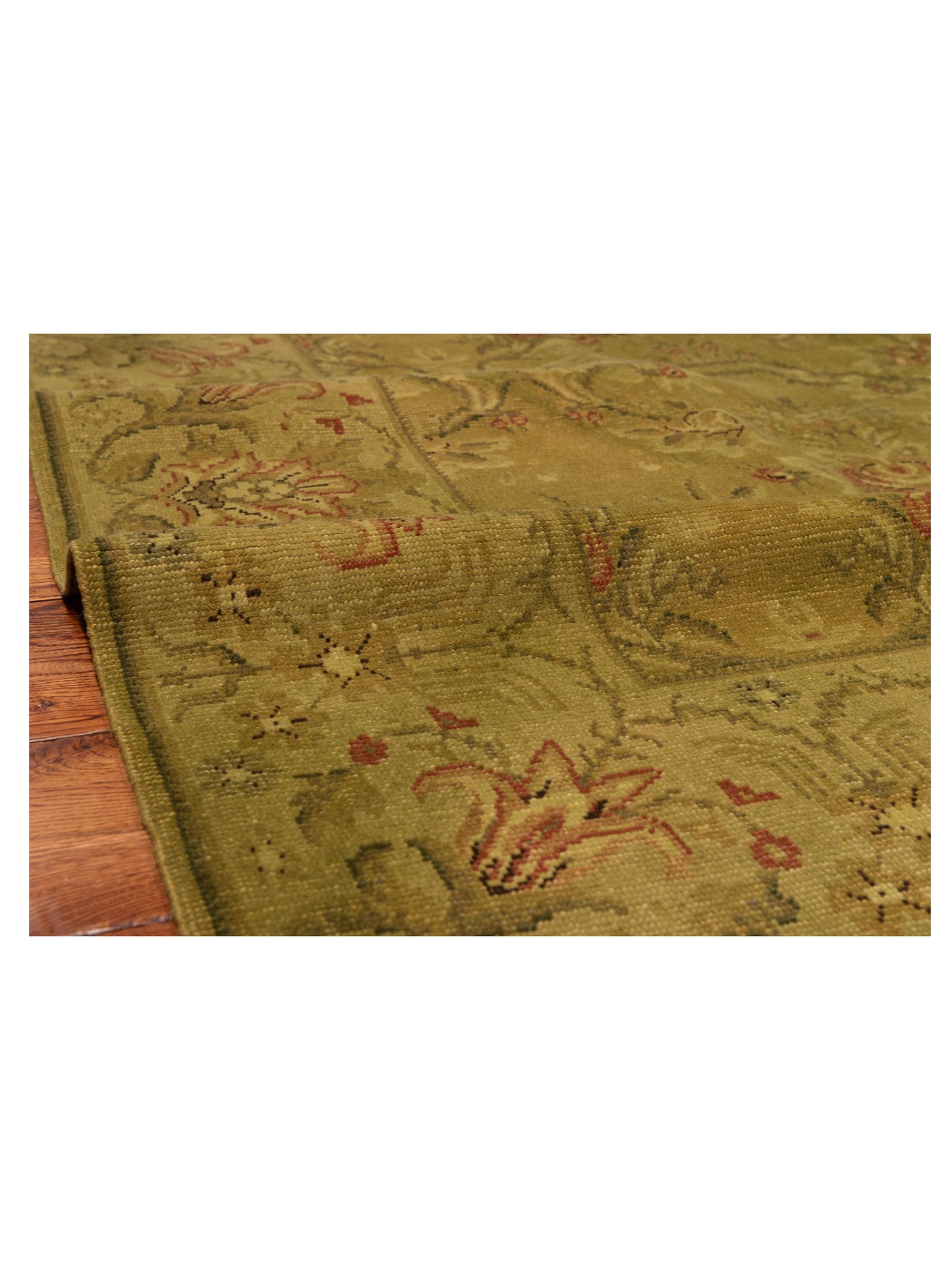Vintage Green 8x9.8 Hand Knotted Rug