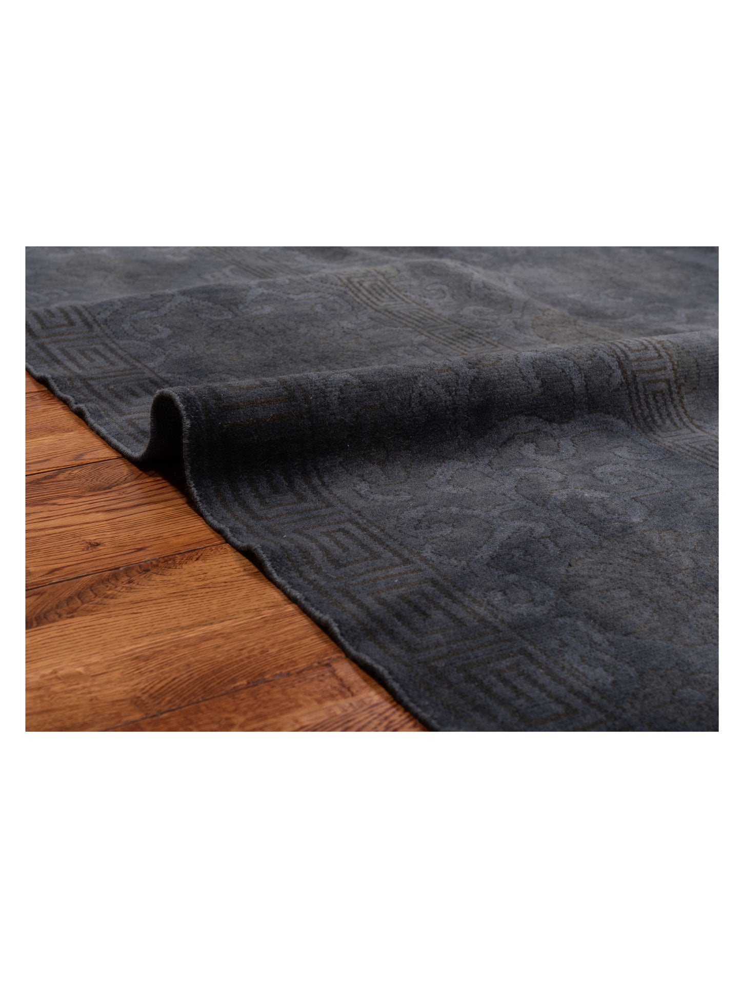 Vintage Dark Gray 8.1x9.8 Hand Knotted Rug