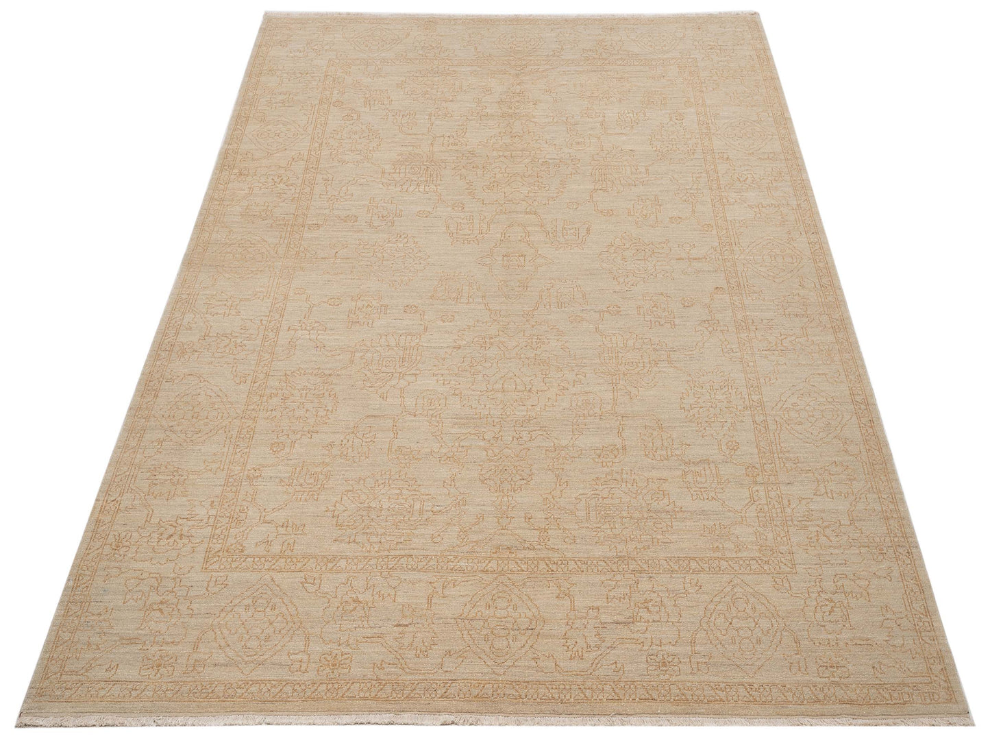 Elowen Beige Gold 8.2x9.9 Hand Knotted Rug