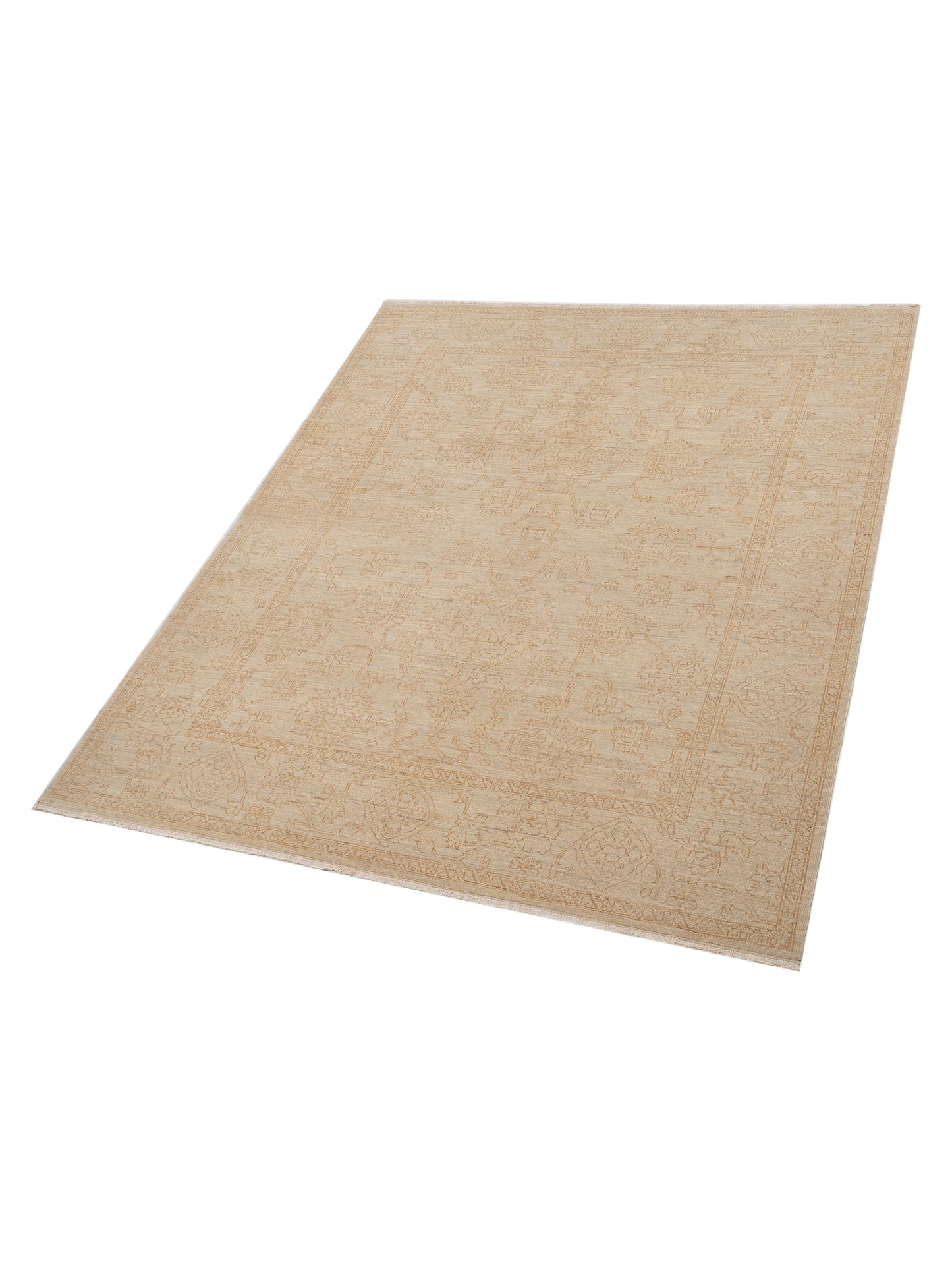Elowen Beige Gold 8.2x9.9 Hand Knotted Rug
