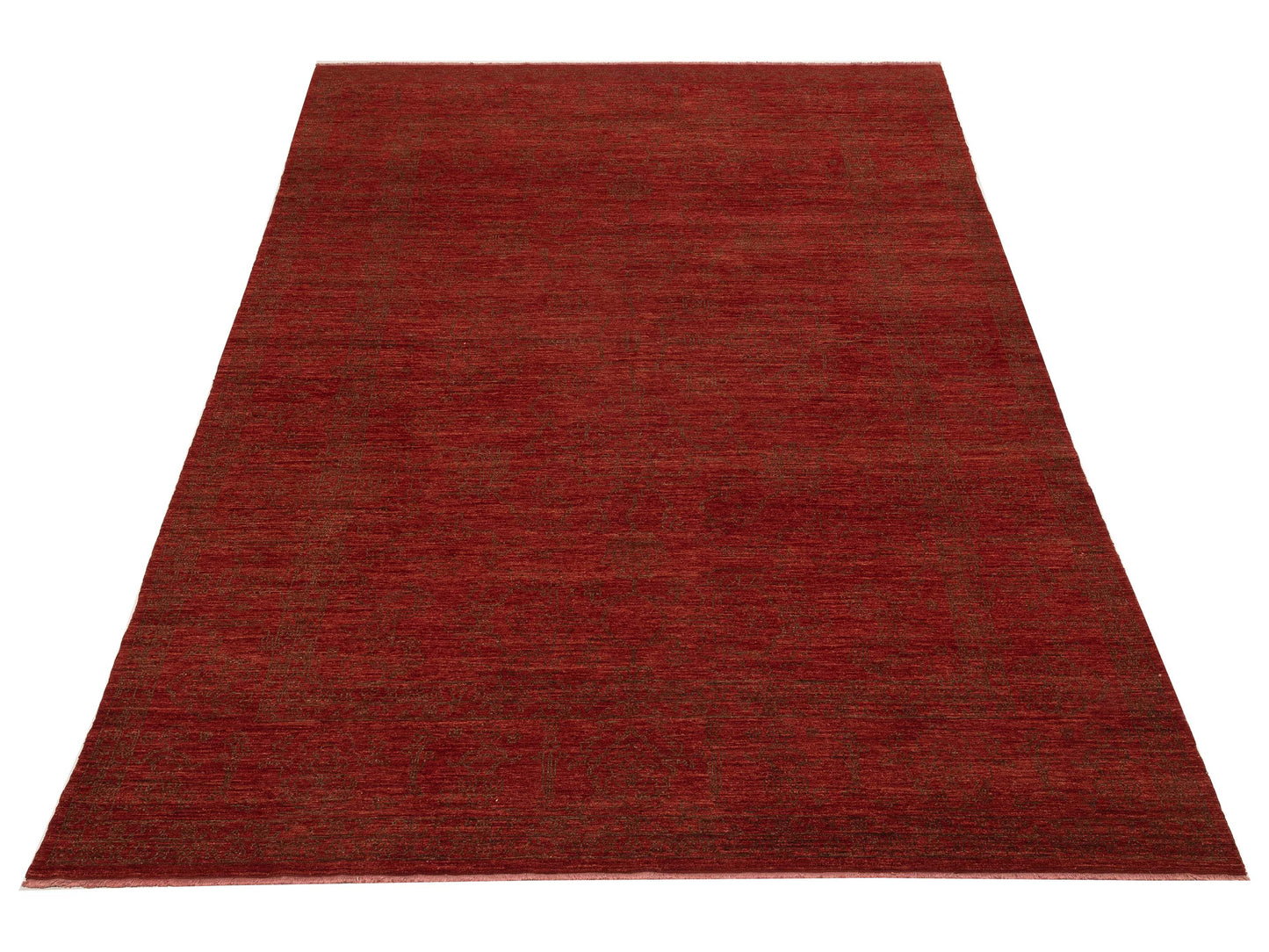Elowen Red Dark Brown 10.2x13.8 Hand Knotted Rug