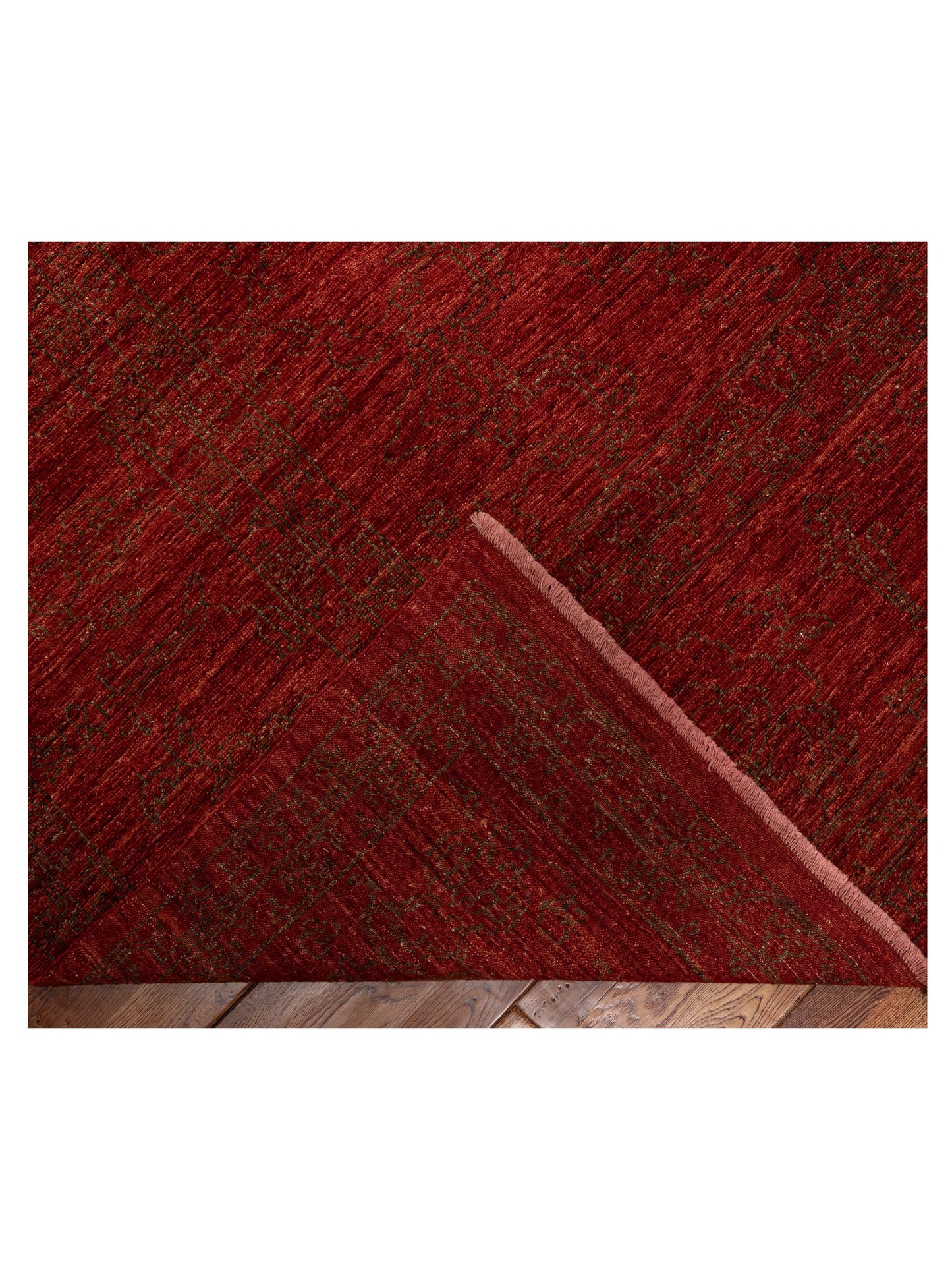 Elowen Red Dark Brown 10.2x13.8 Hand Knotted Rug