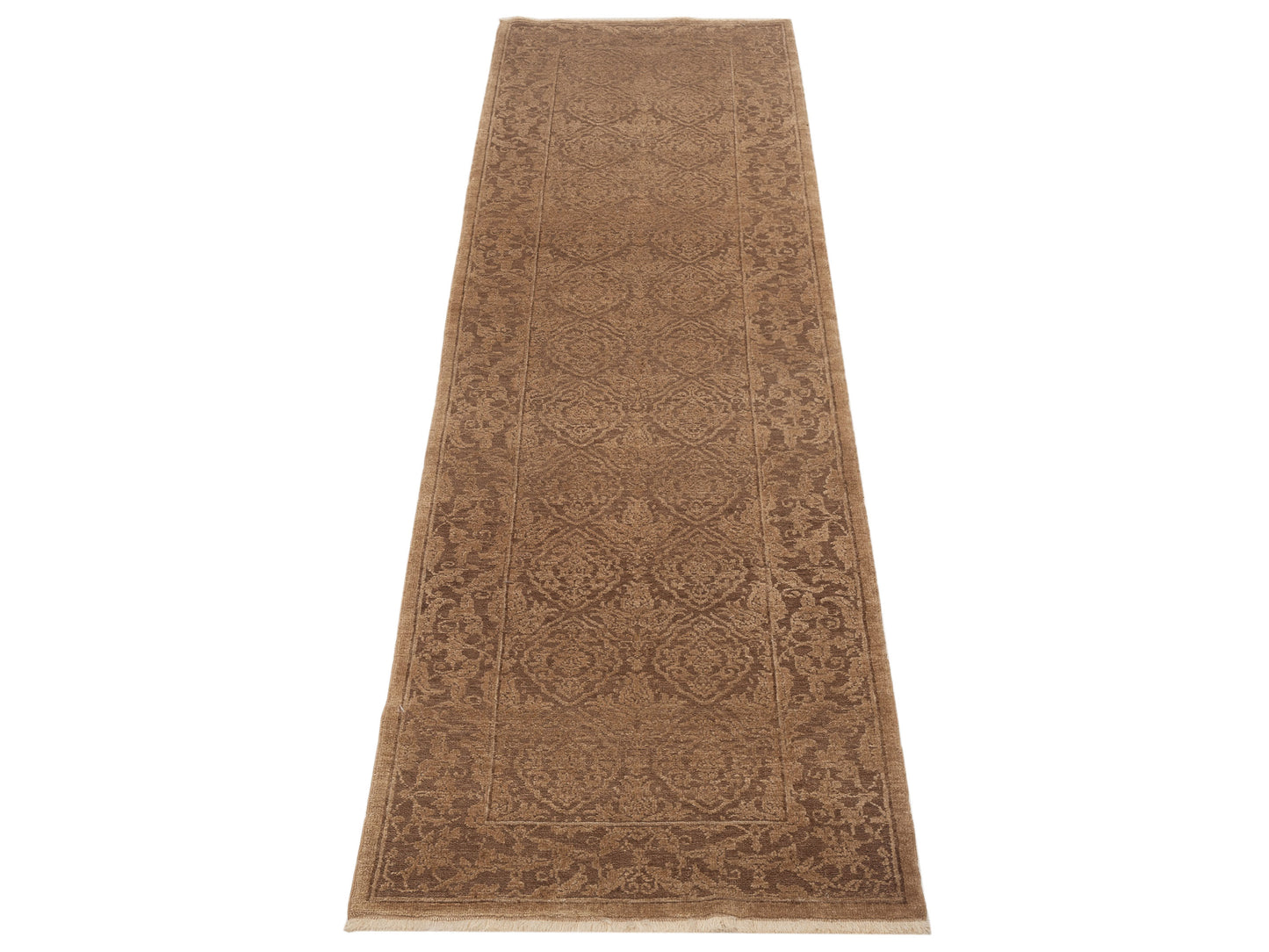Defnera Dark Brown Brown 2.7x9.5 Hand Knotted Rug