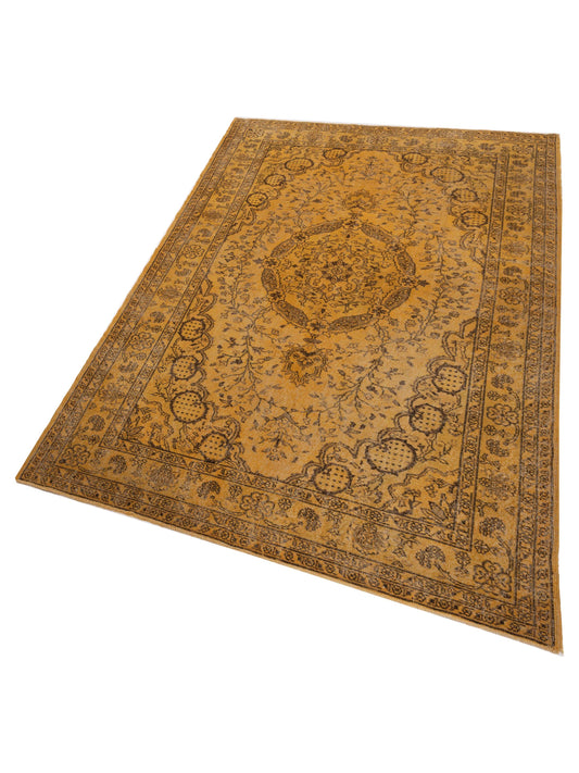 Vintage Yellow 6.9x9.9 Hand Knotted Rug