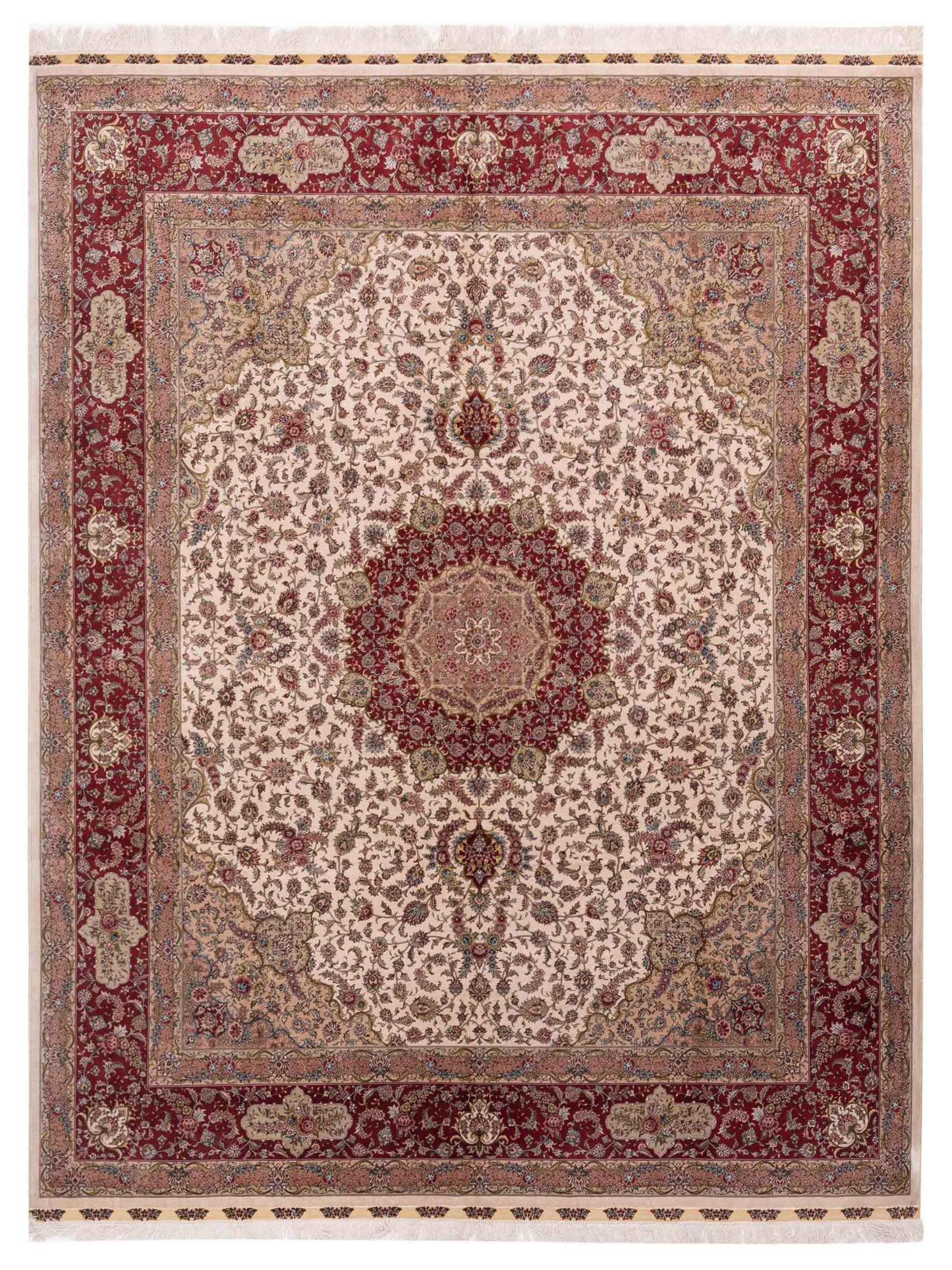 Pasha Pure Silk  Ivory Red Traditional