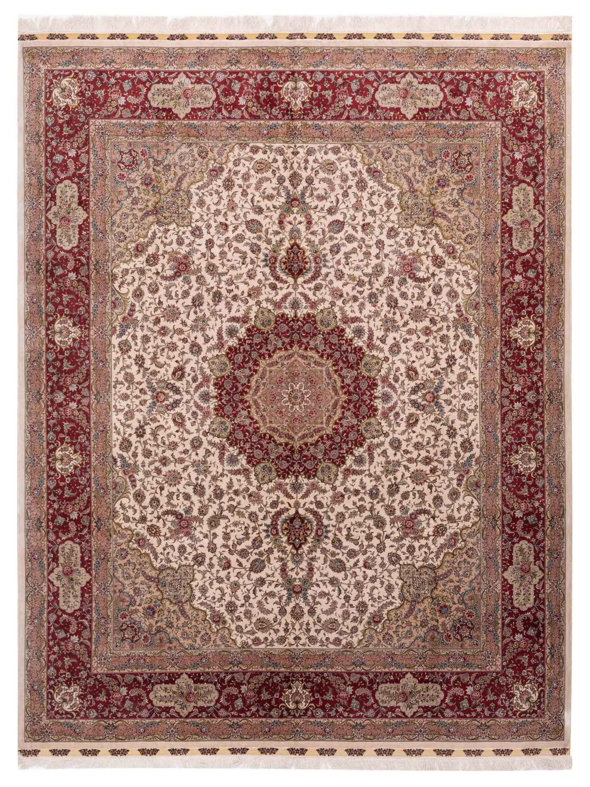 Pasha Pure Silk  Ivory Red Traditional