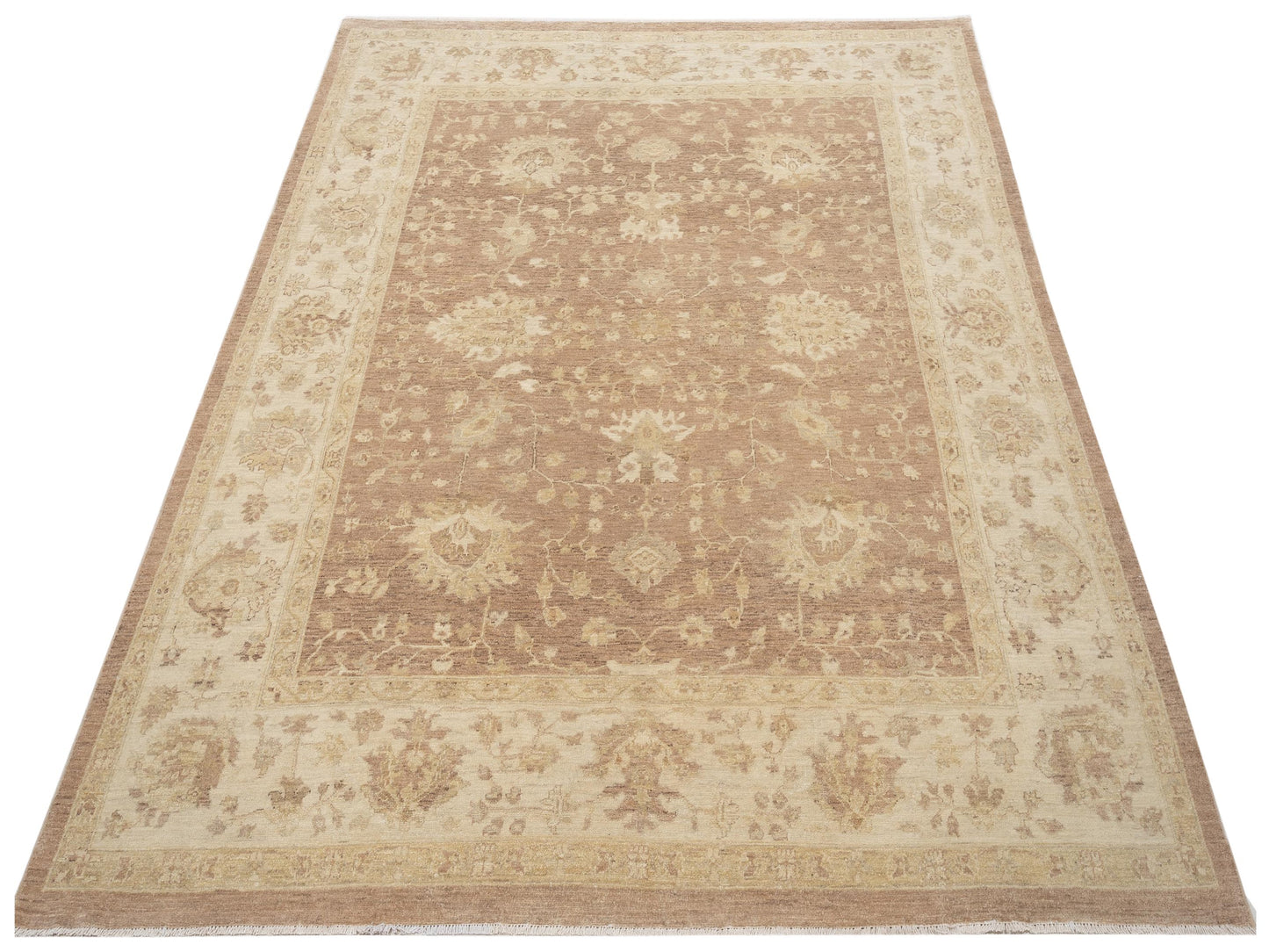 Lailora Light Brown Beige 7.11x9.7 Hand Knotted Rug