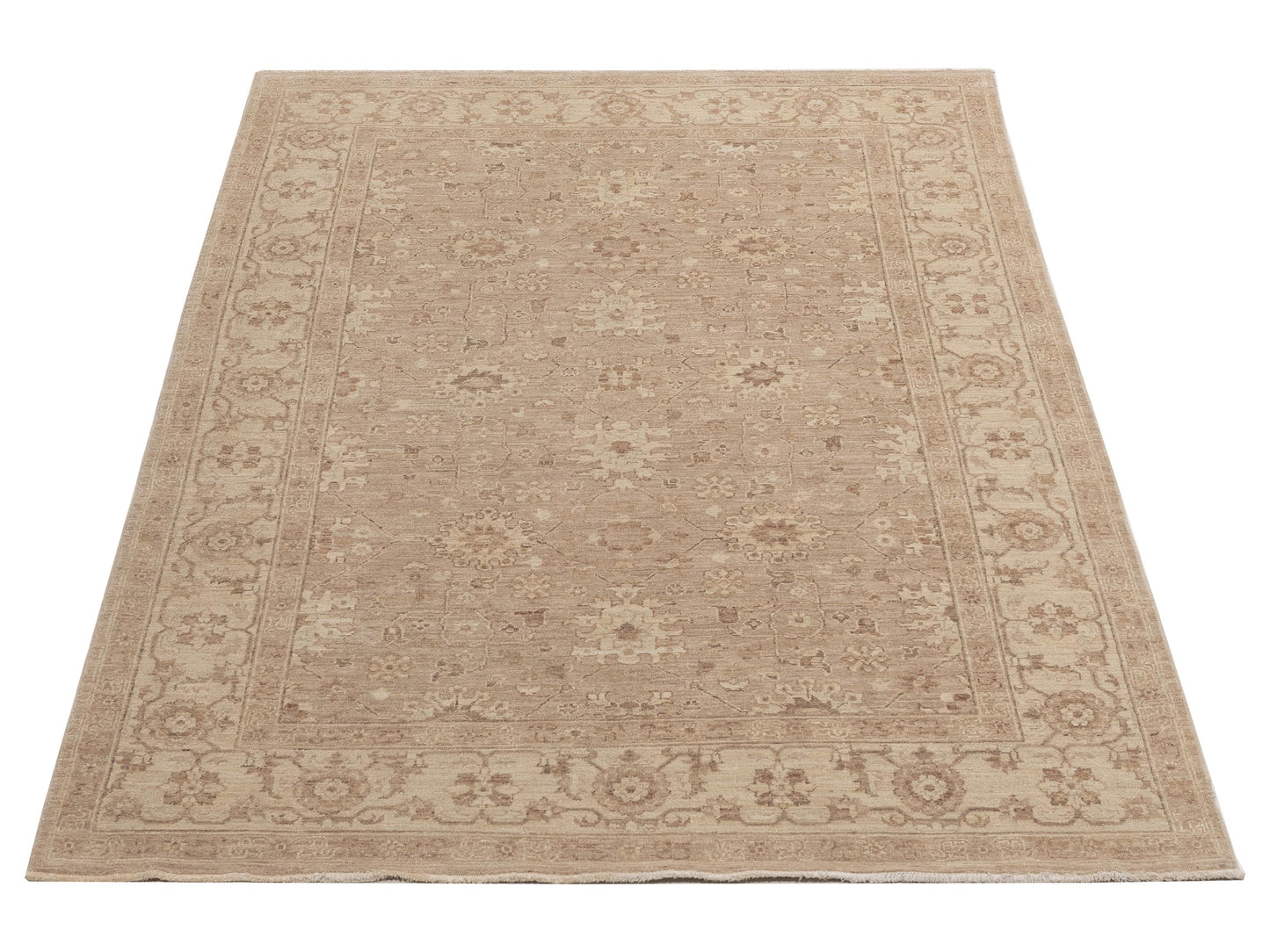 Lailora Brown Beige 5.11x8.8 Hand Knotted Rug